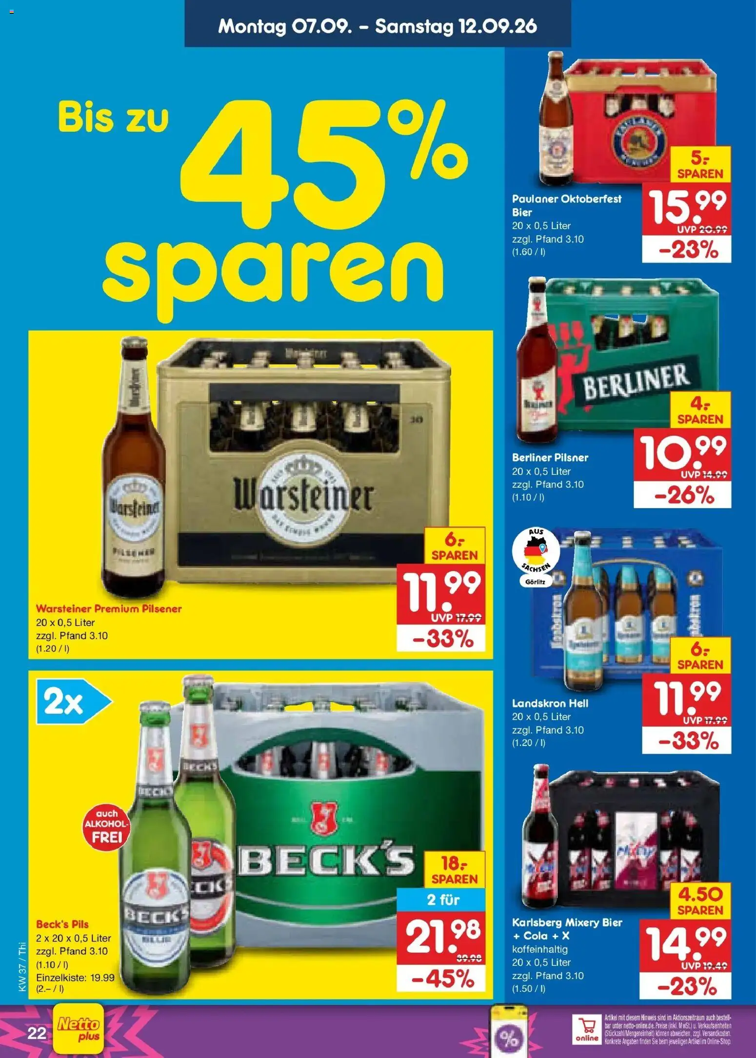 Netto Marken-Discount Prospekt Pirna – gültig ab 07.09.2026 | Seite: 30 | Produkte: Bier, Pils, Paulaner, Berliner pilsner