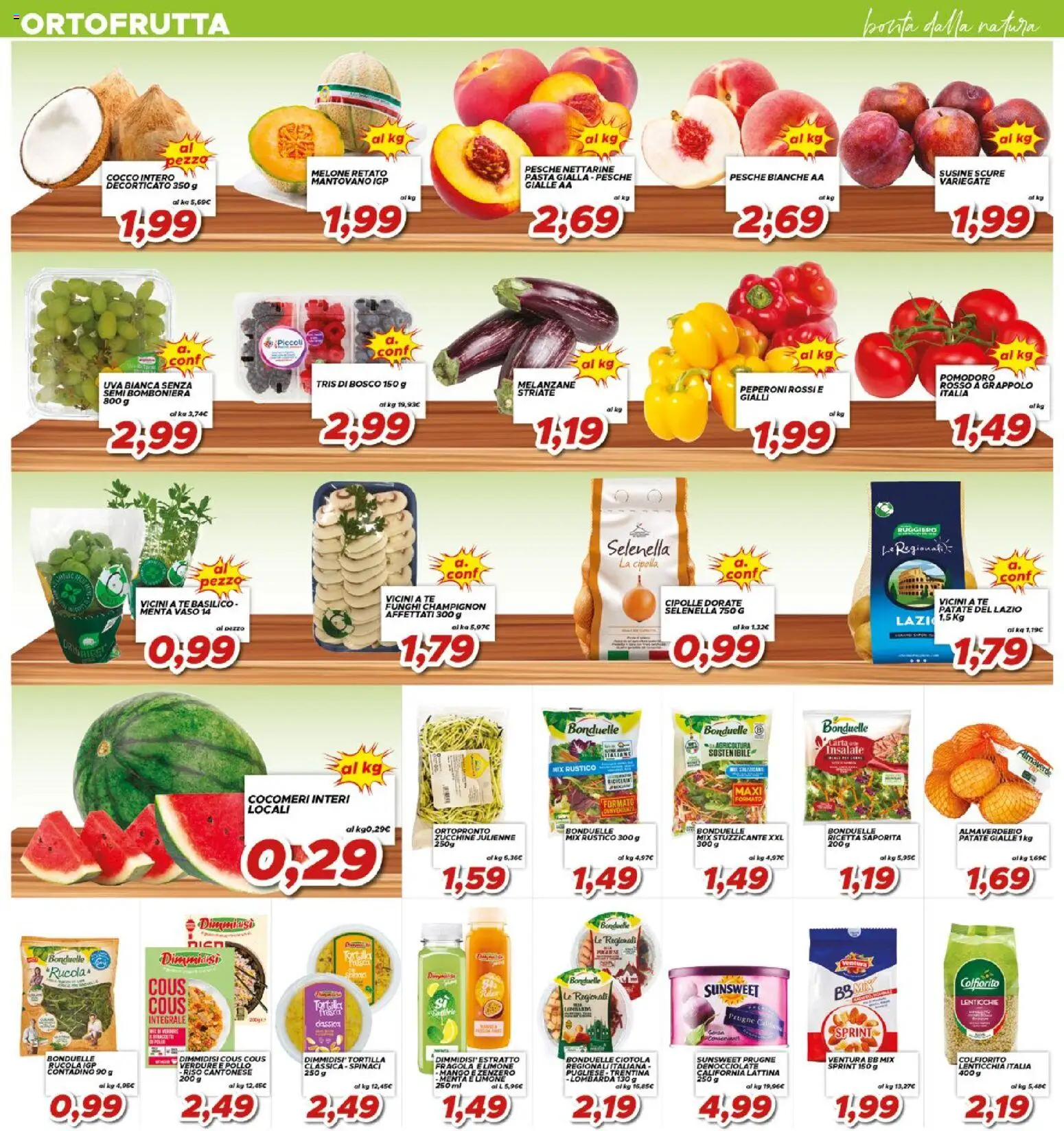 Volantino Ma Supermercati del 12/08/2026 | Pagina: 4 | Prodotti: Verdure, Cocco, Melanzane, Susine