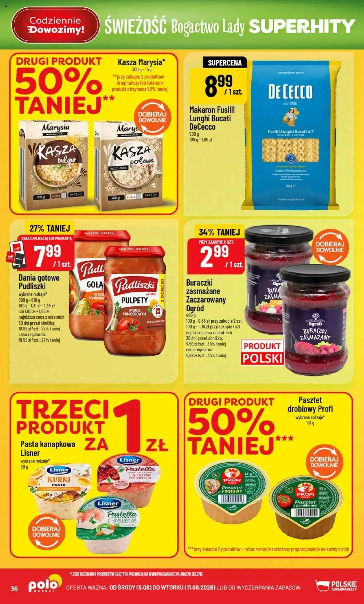 POLOmarket gazetka od 05.08.2026 | Strona: 36 | Produkty: Pasta kanapkowa, Bulgur, Makaron fusilli, Kasza bulgur