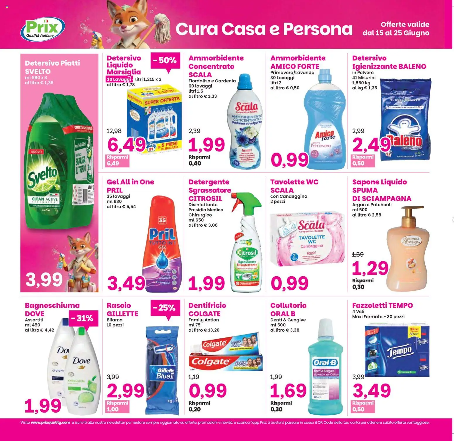 Volantino Prix del 15.06.2026 | Pagina: 21 | Prodotti: Rasoio, Dentifricio, Detergente, WC