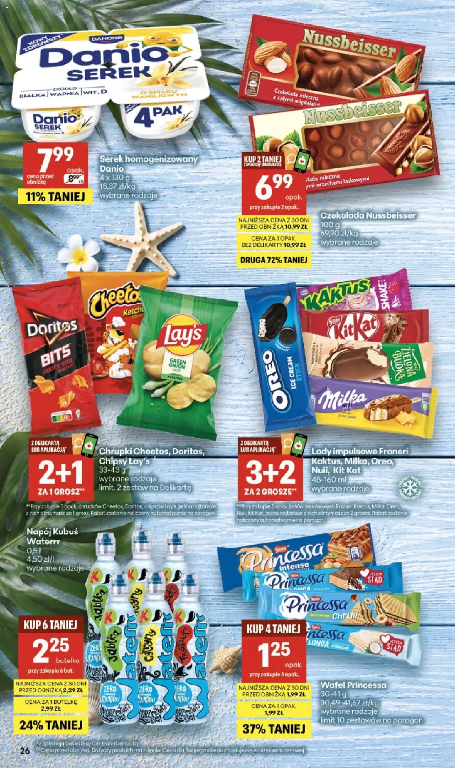 Delikatesy Centrum gazetka od 20.08.2026 | Strona: 26 | Produkty: Chipsy, Serek homogenizowany, Czekolada mleczna, Milka oreo