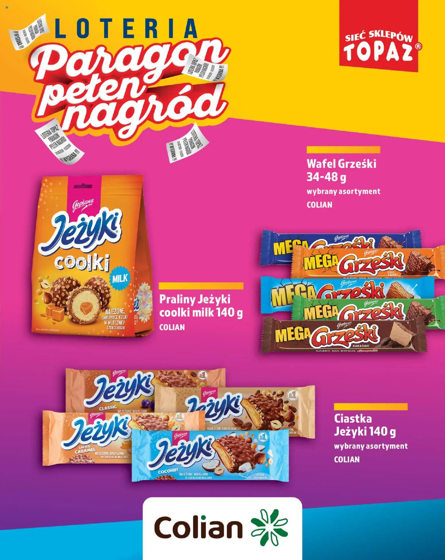 Topaz gazetka - Loteria Paragonowa od 24.08.2026 | Strona: 81 | Produkty: Praliny, Ciastka
