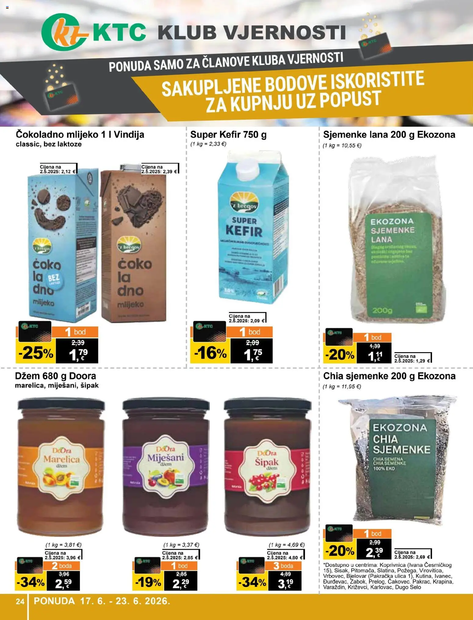 KTC katalog | vrijedi od 17.06.2026 | Stranica: 24 | Proizvodi: Mlijeko, Džem, Kefir, Sjemenke