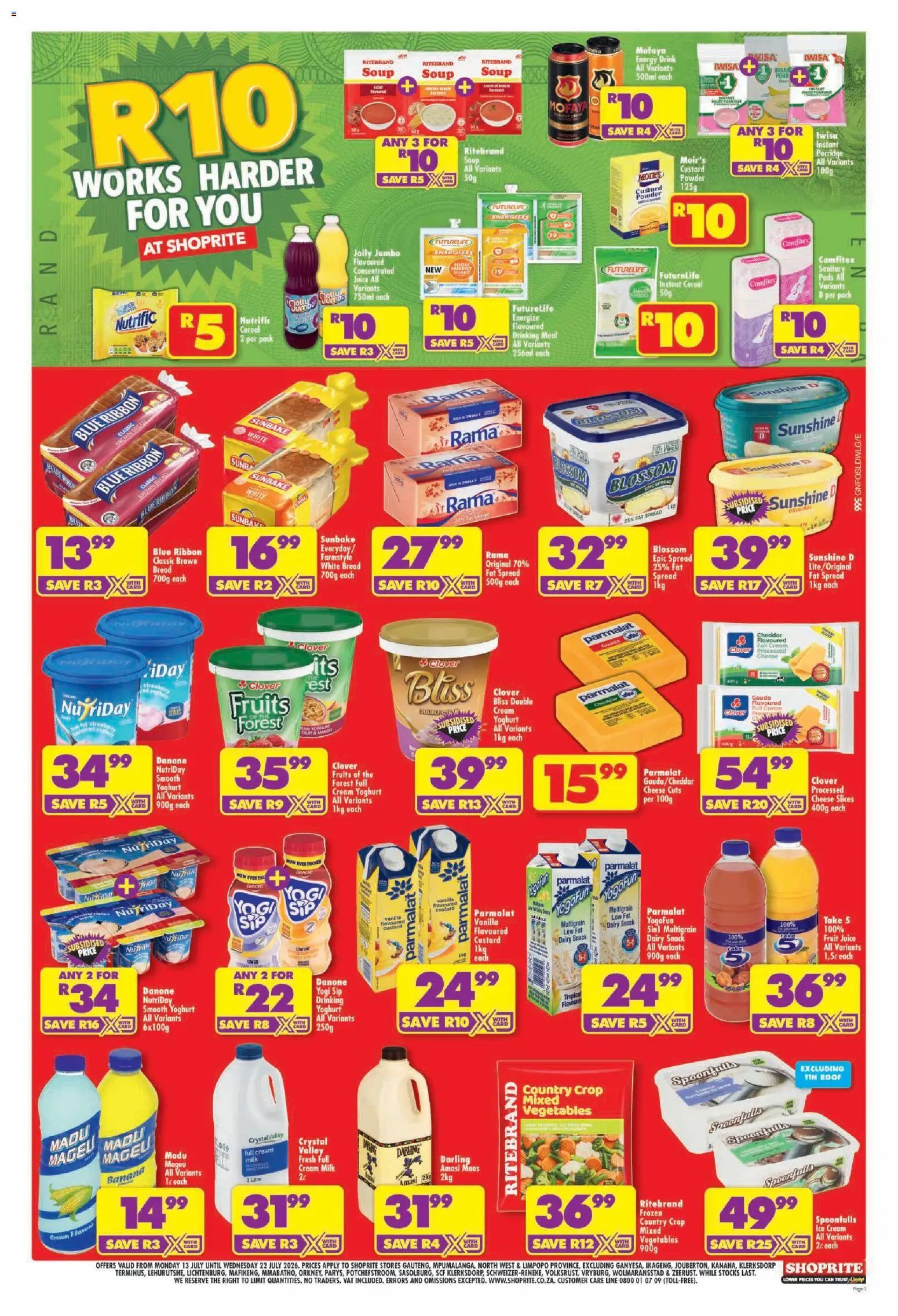 New Shoprite catalogue – valid from 13/07/2026 | Page: 3 | Products: Custard, Ice cream, Fruit, Mango