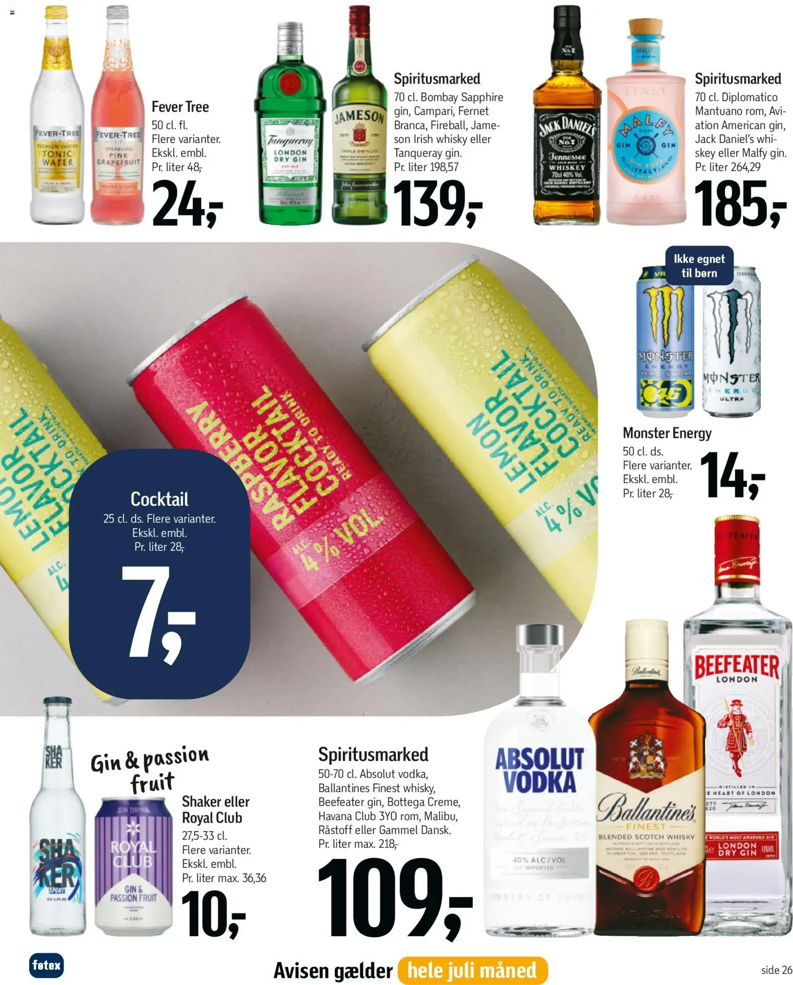 Føtex tilbudsavis – gyldig fra 26/06/2026 | Side: 40 | Produkter: Gin, Whisky, Havana Club, Jack Daniel's