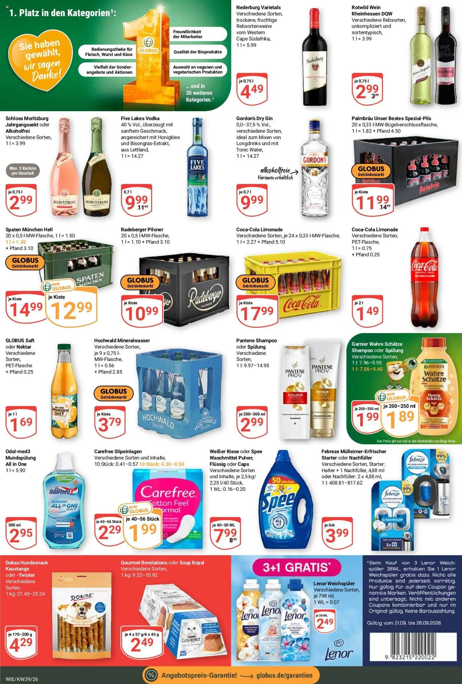 Globus Prospekt Waghäusel-Wiesental – gültig ab 21.09.2026 | Seite: 5 | Produkte: Coca cola, Wurst, Vodka, Radeberger pilsner