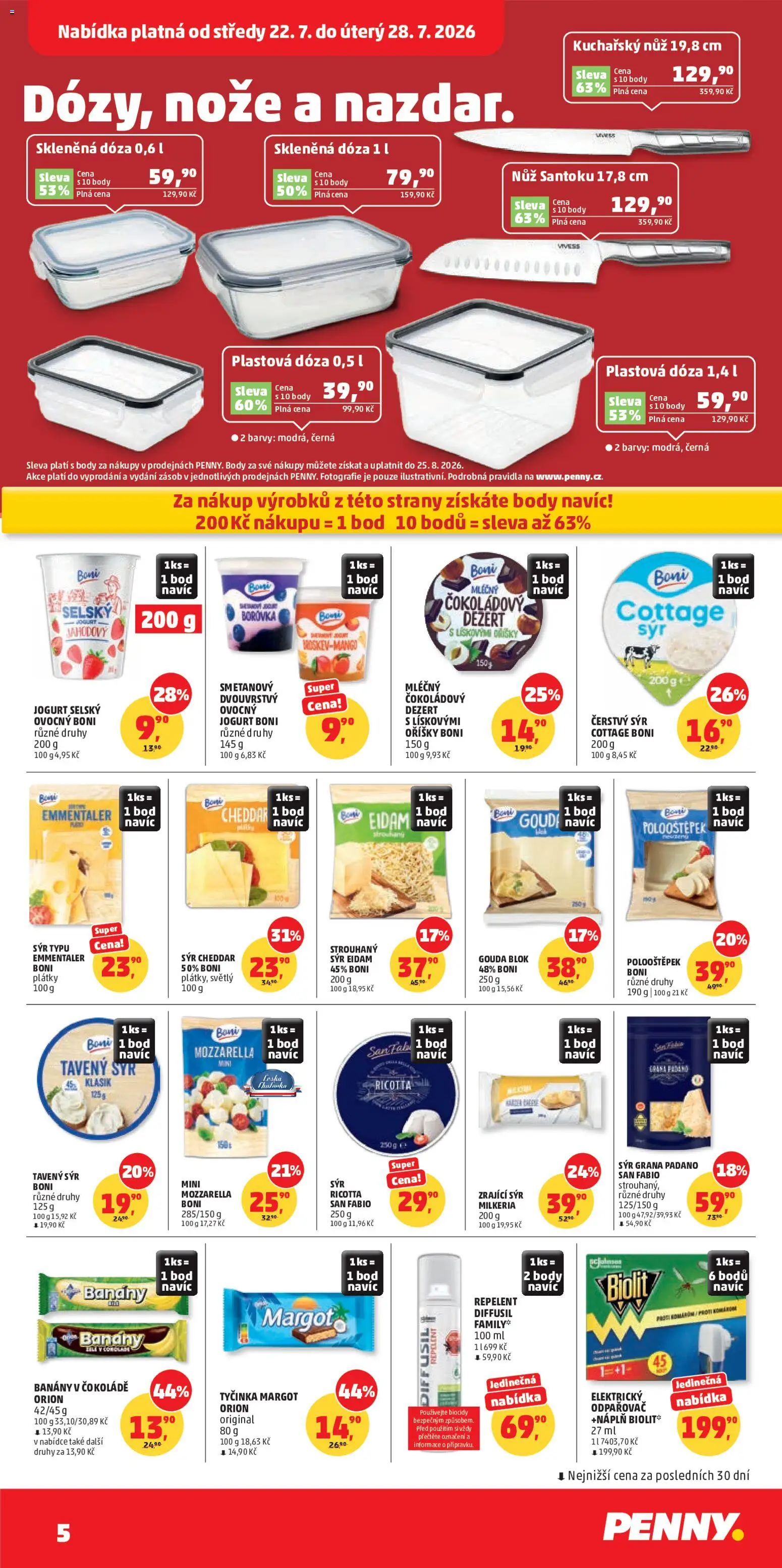 Penny Market leták od 22.07.2026 | Strana: 5 | Produkty: Tavený sýr, Gouda, Repelent, Strouhaný sýr