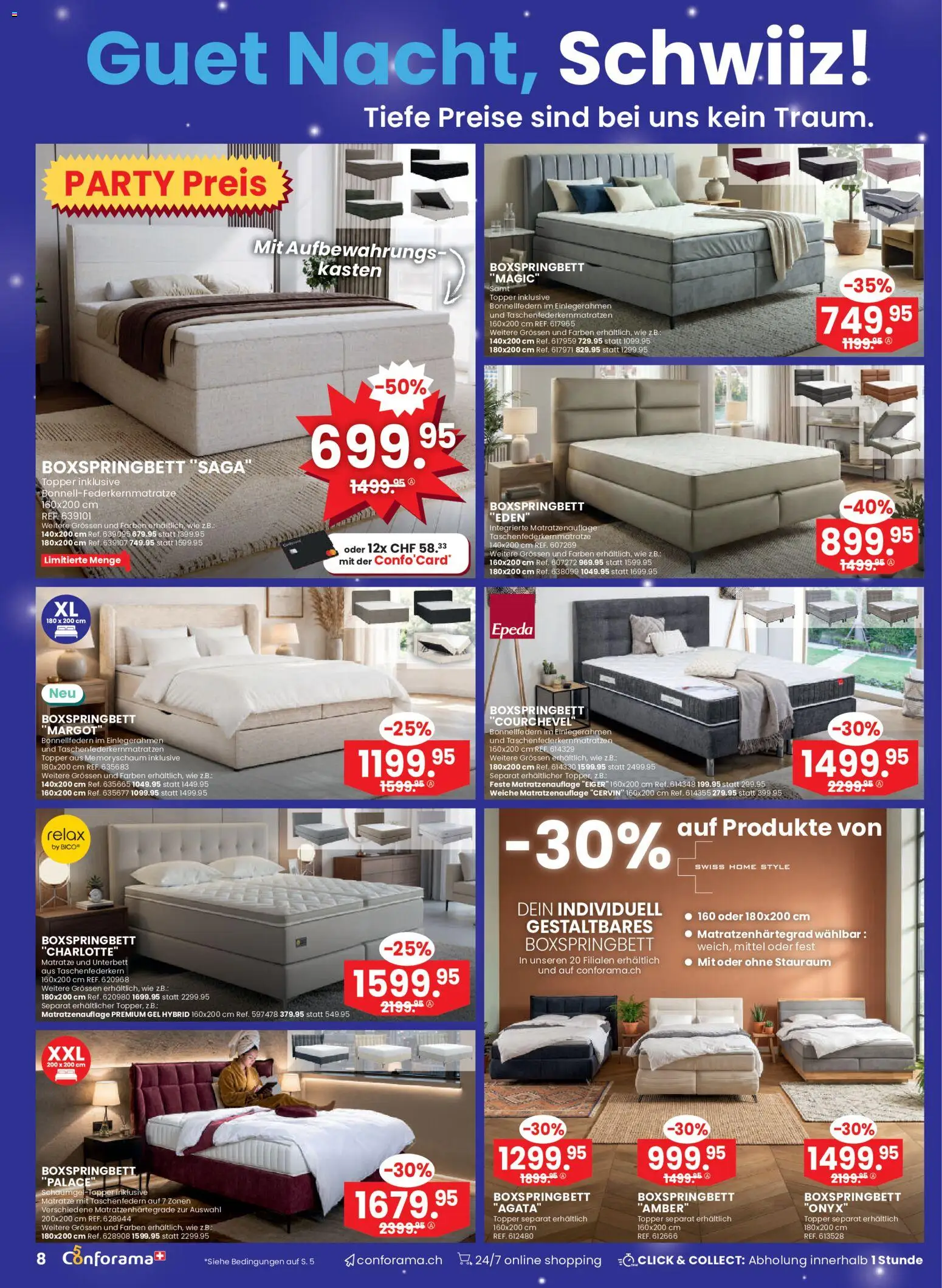 Conforama aktionen – gültig ab 26.08.2026 | Seite: 8 | Produkte: Matratze, Topper, Boxspringbett