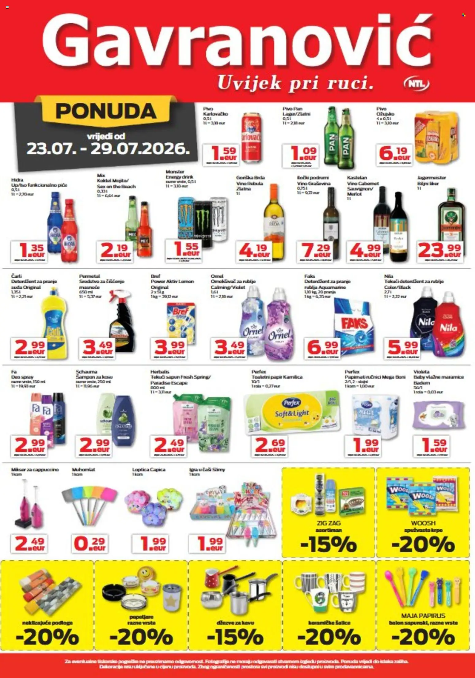Gavranović katalog | vrijedi od 23.07.2026 | Stranica: 2 | Proizvodi: Pivo, Nila, Pan, Badem