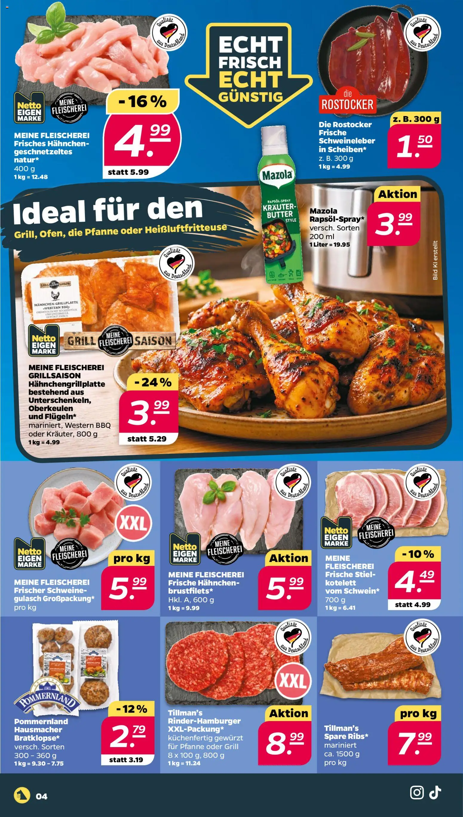 Netto Prospekt – gültig ab 20.07.2026 | Seite: 4 | Produkte: Grill, Hahnchen, Butter, Heißluftfritteuse