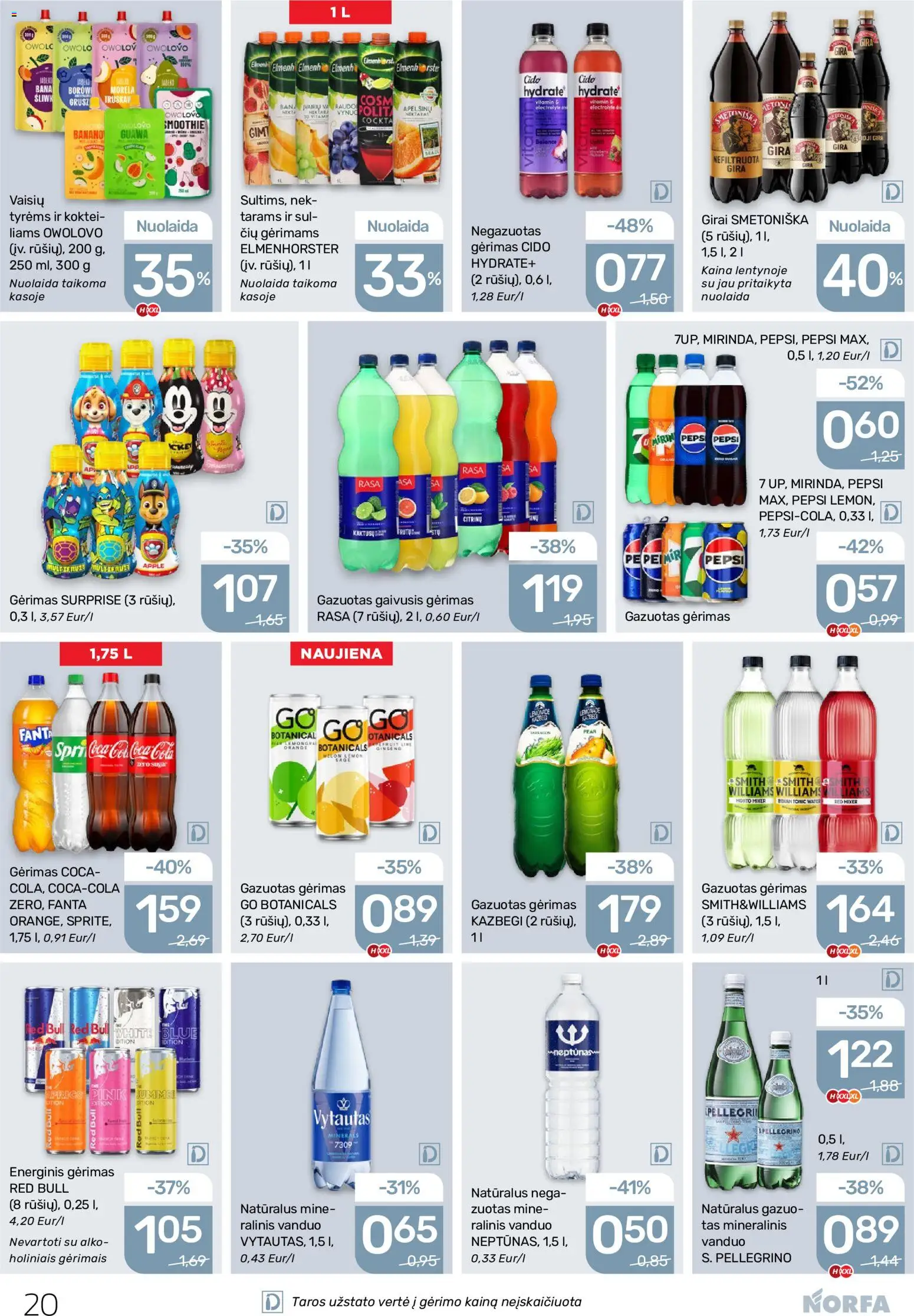 NORFA akcijos nuo 11.06.2026 | Puslapis: 20 | Prekių: Gaivusis gėrimas, Energinis gėrimas