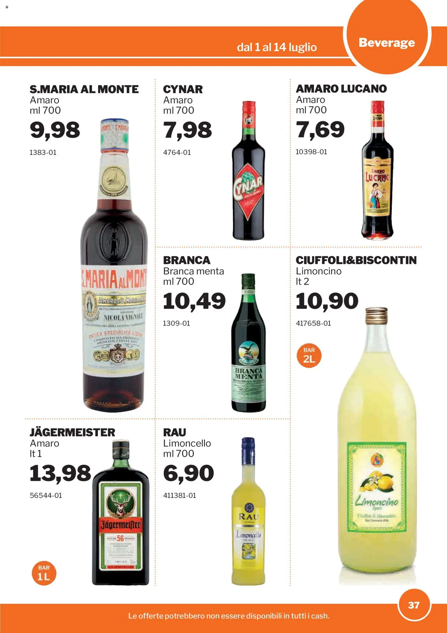Volantino Sogegross del 01/07/2026 | Pagina: 37 | Prodotti: Limoncello, Menta, Amaro