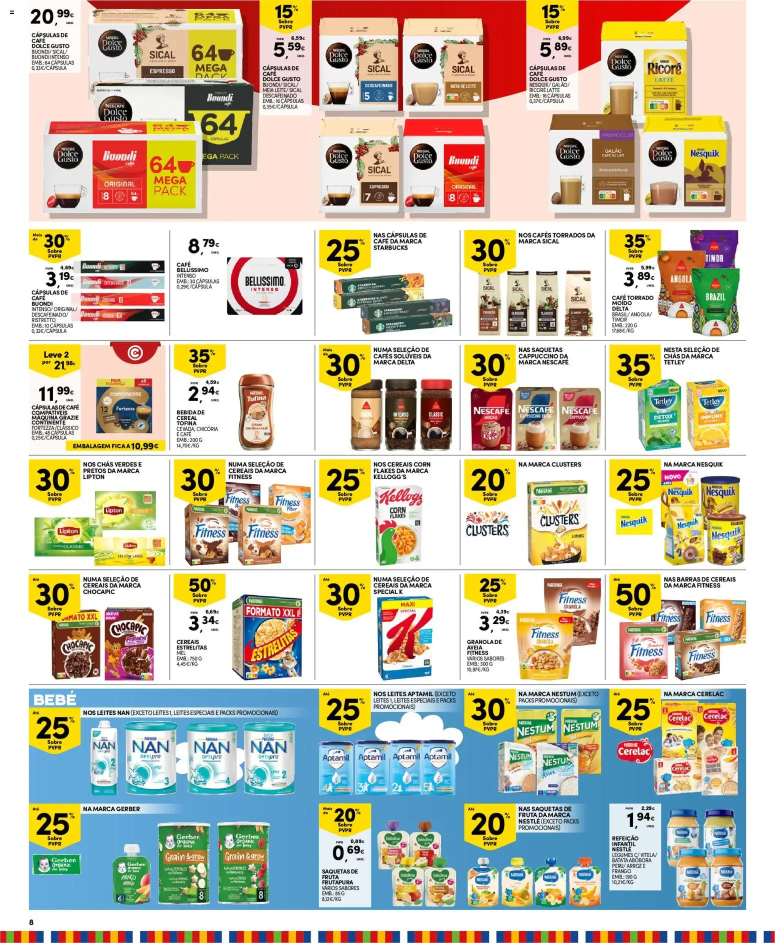 Continente Madeira │ válido de 19.05.2026 | Página: 8 | Produtos: Barras de cereais, Frango, Café, Arroz