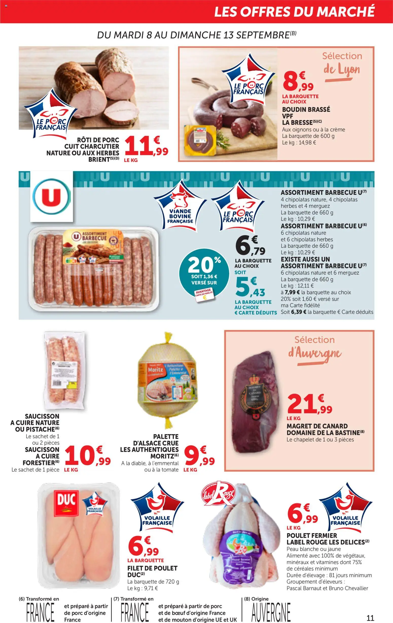 {H1} | Page: 11 | Produits: Barbecue, Rôti de porc, Chipolatas, Oignons