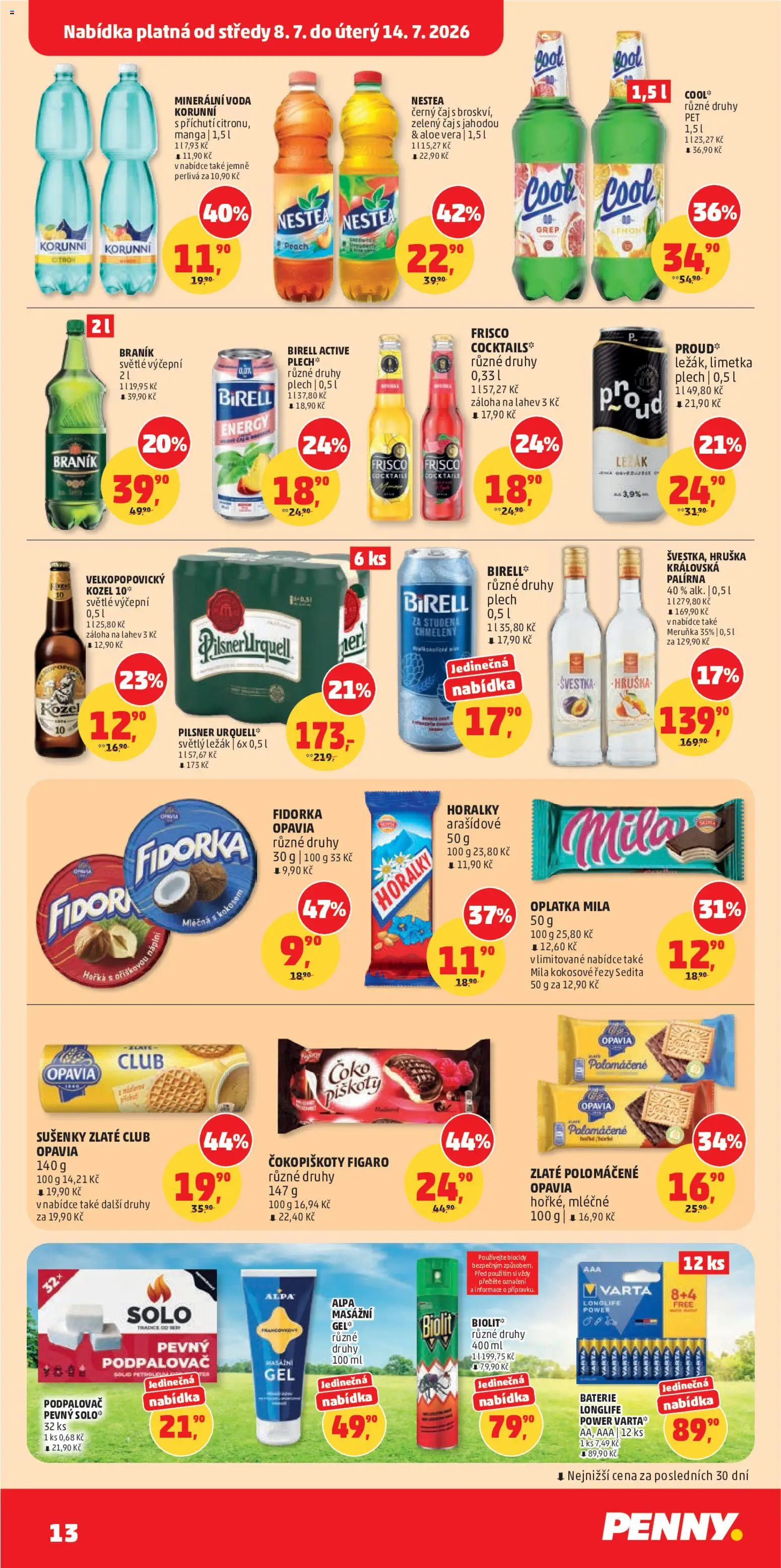 Penny Market leták od 08.07.2026 | Strana: 13 | Produkty: Nestea, Frisco, Horalky, Baterie