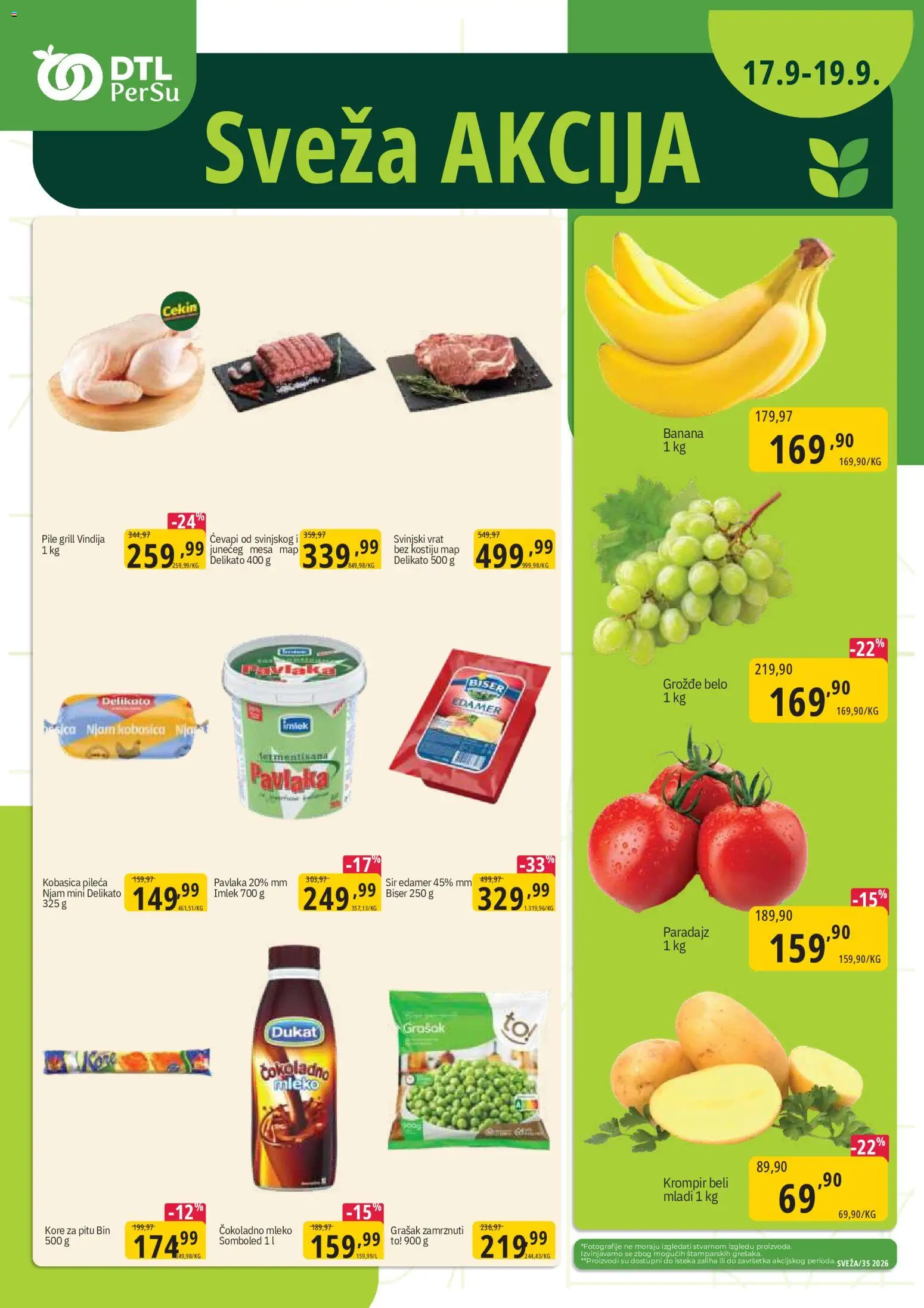 PerSu katalog - važi od 17.09.2026 | Strana: 1 | Proizvode: Krompir, Svinjski vrat, Sir, Pavlaka