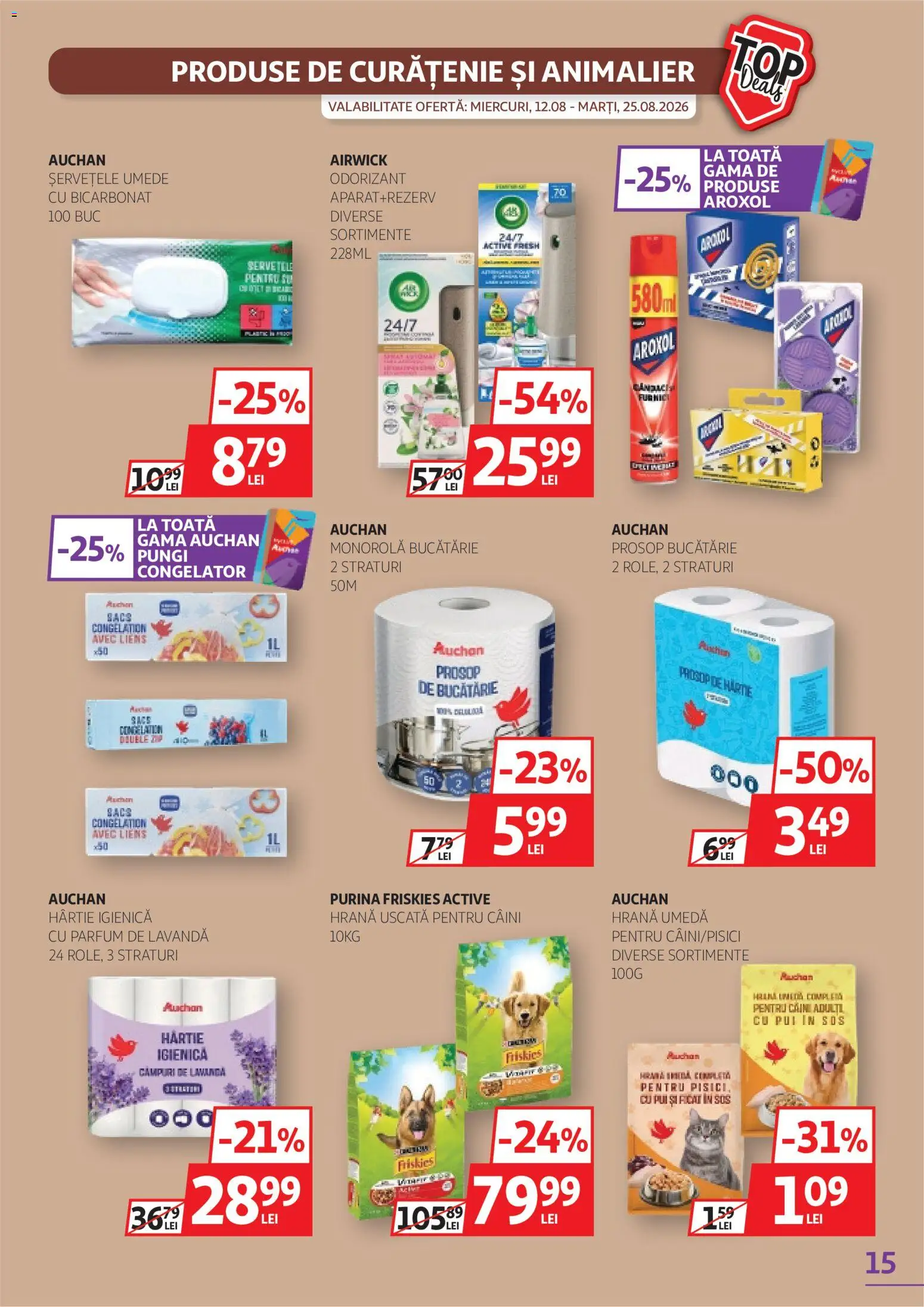 Noul catalog Auchan – valabil de la 12.08.2026 | Pagină: 15 | Produse: Produse de curatenie, Bucătărie, Parfum, Sos