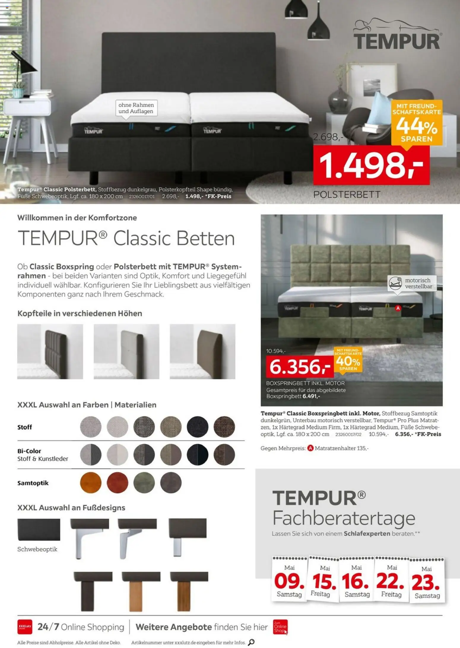 XXXLutz TEMPUR – gültig ab 09.05.2026 | Seite: 2 | Produkte: Boxspringbett, Polsterbett