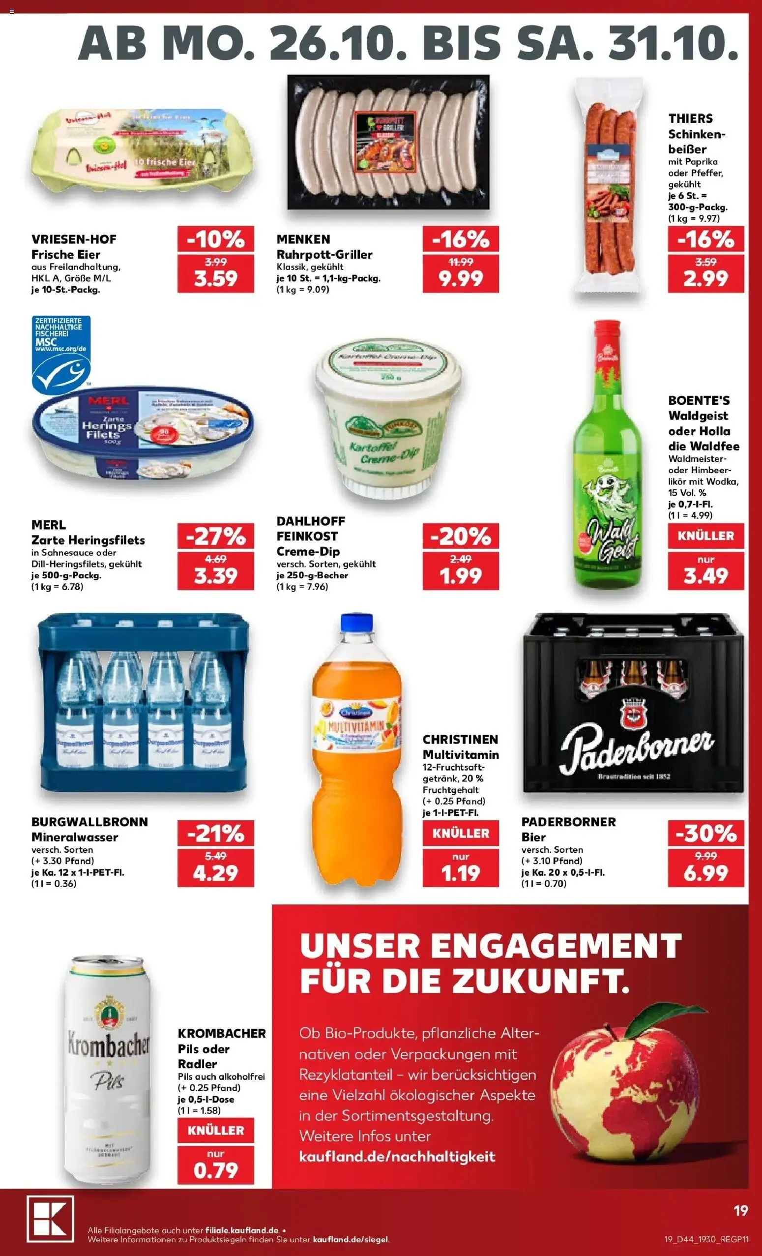 Kaufland Prospekt Marl – gültig ab 26.10.2026 | Seite: 23 | Produkte: Eier, Bier, Mineralwasser, Schinken