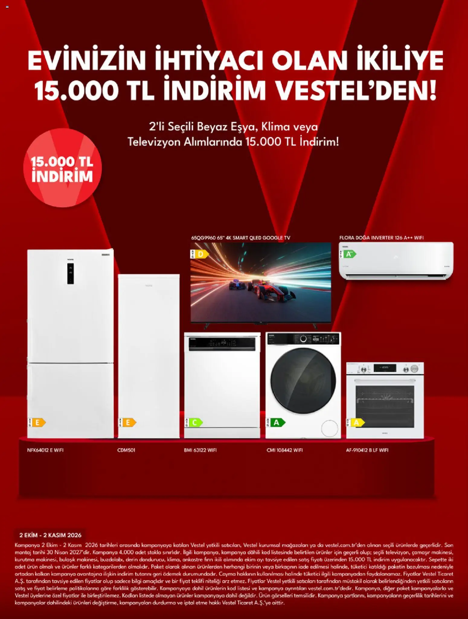Vestel Katalog - 01 Ekim 2026 tarihinden itibaren geçerlidir | Sayfa: 4 | Ürünler: Kalkan, TV, Televizyon, Klima