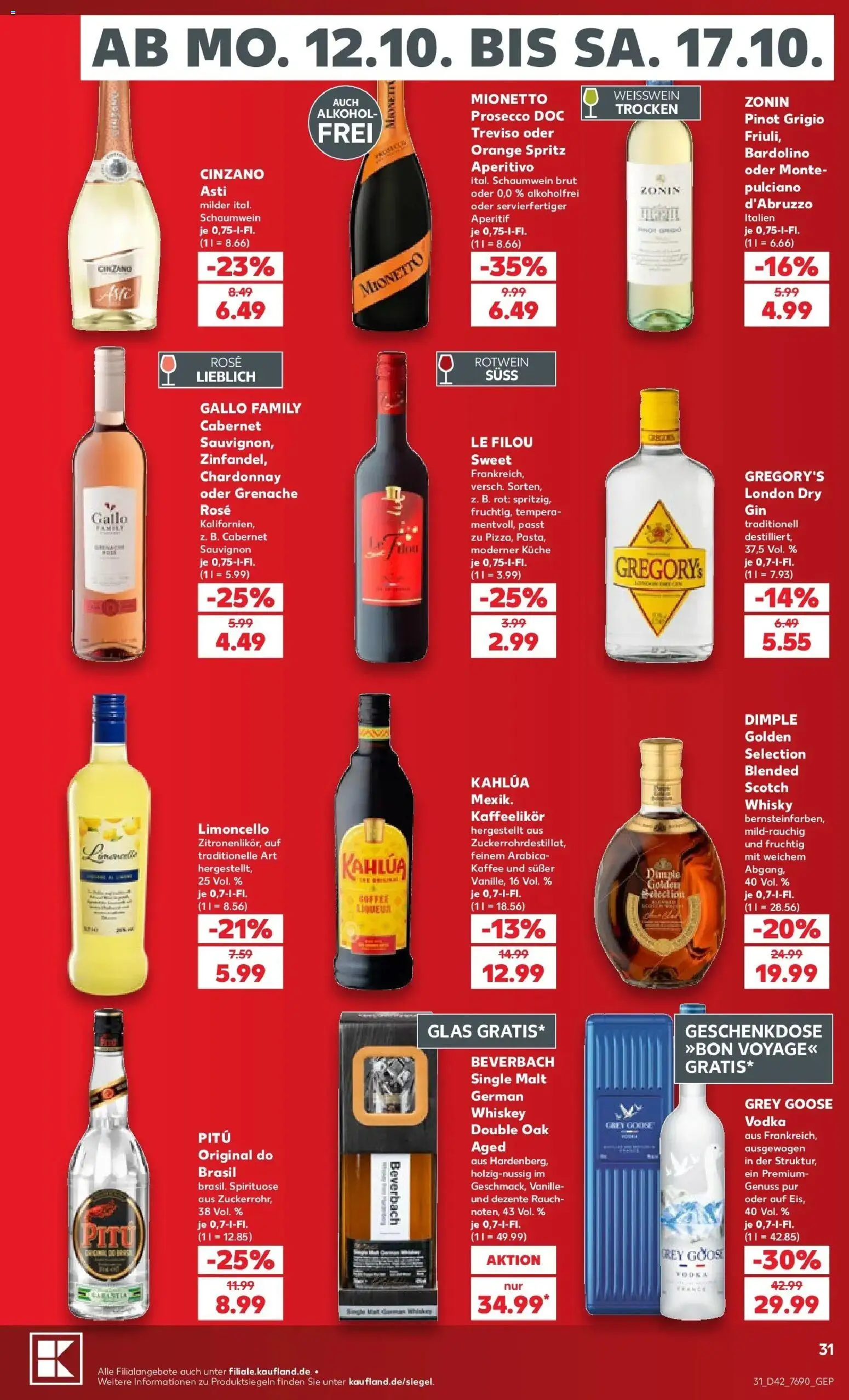 Prospekt Kaufland ab 12.10.2026 » Angebote Online zum Blättern | Seite: 35 | Produkte: Whisky, Rotwein, Limoncello, Vodka