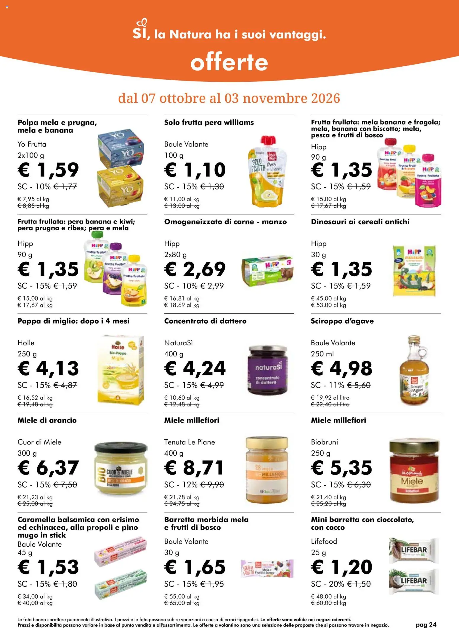 Volantino Natura Sì del 07/10/2026 | Pagina: 24 | Prodotti: Cereali, Pesca, Sciroppo, Carne