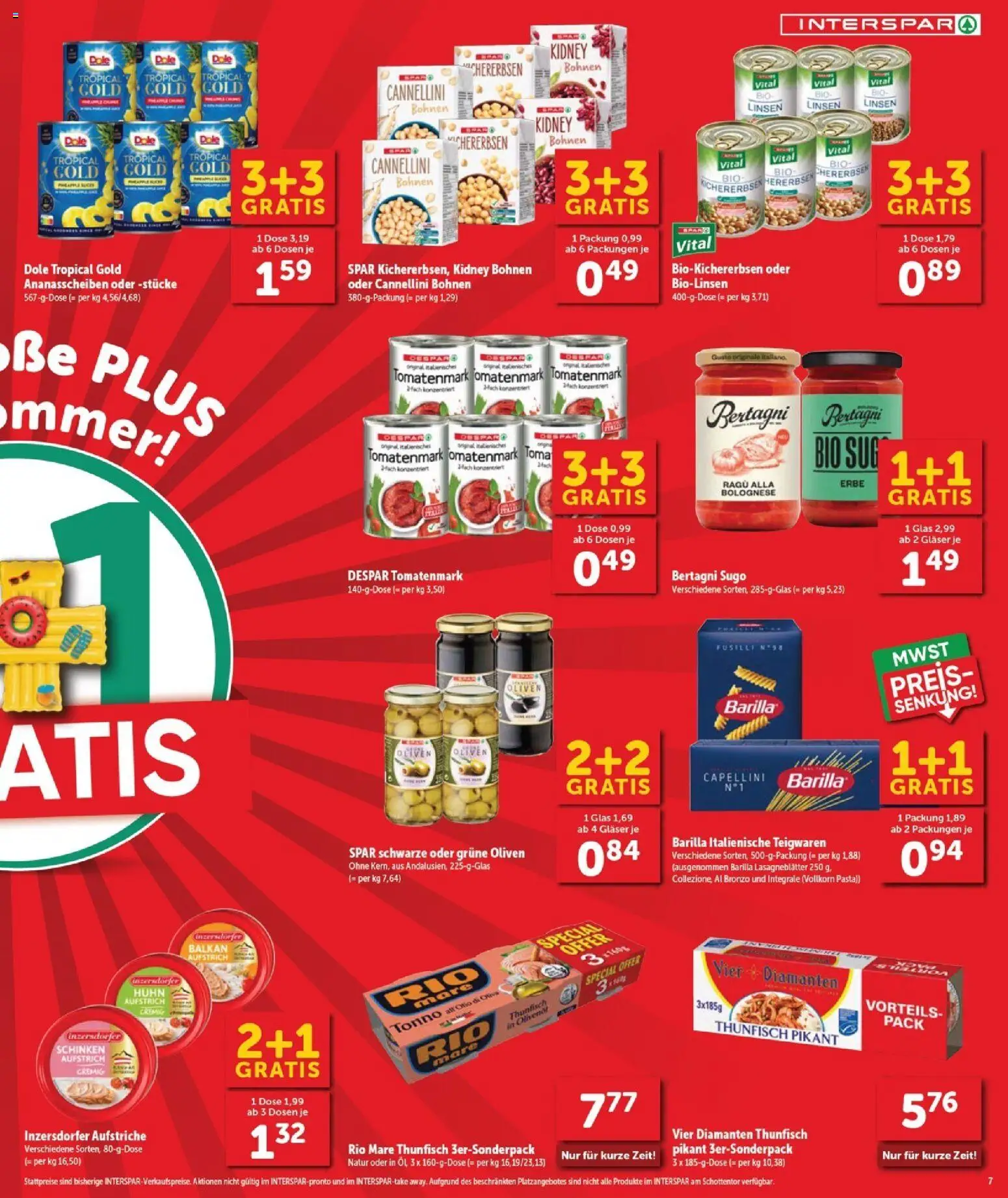 Interspar Flugblatt - Burgenland Sued gültig ab 01.07.2026 | Seite: 7 | Produkte: Pasta, Szeder, Öl, Schinken
