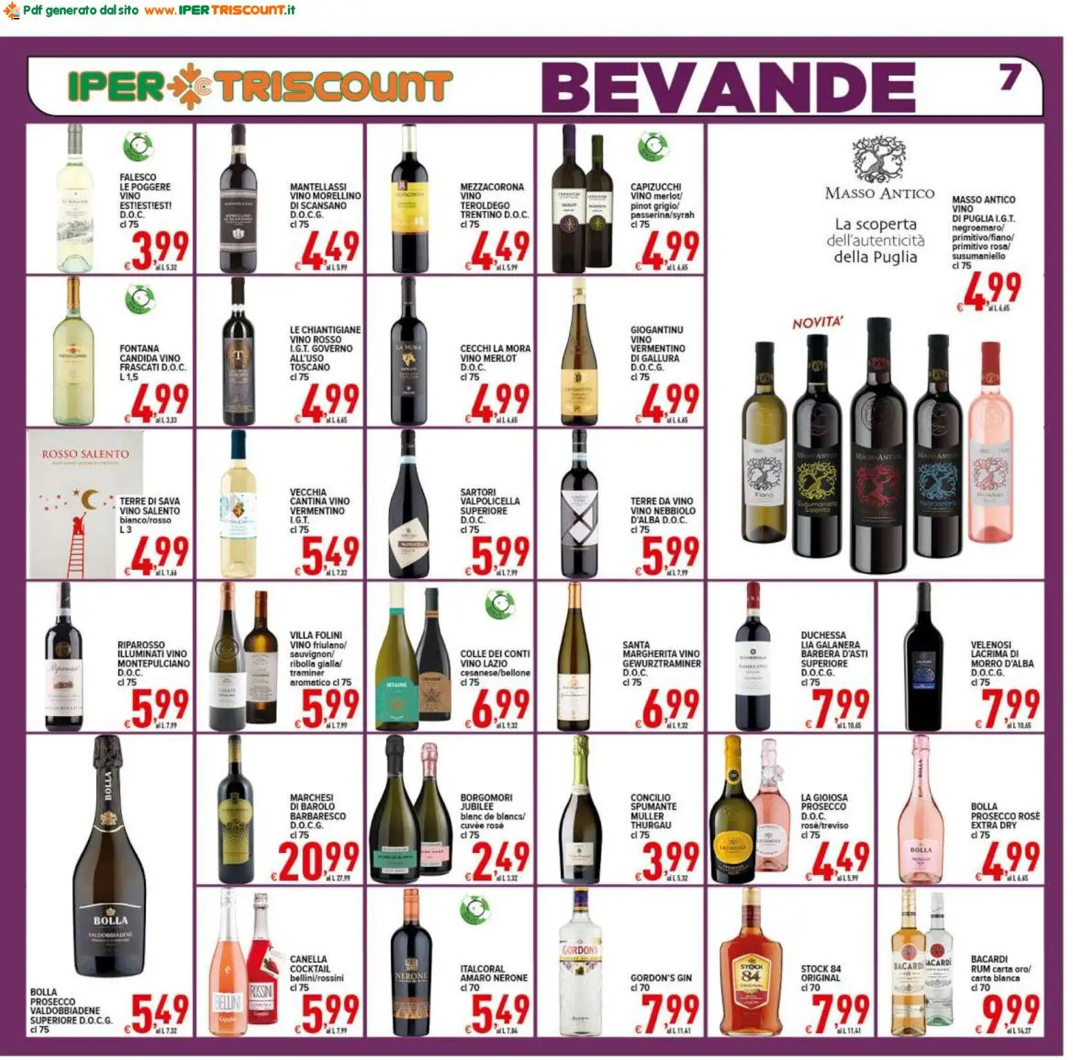 Volantino Ipertriscount del 06.03.2026 | Pagina: 7 | Prodotti: Prosecco, Vino, Rum, Spumante