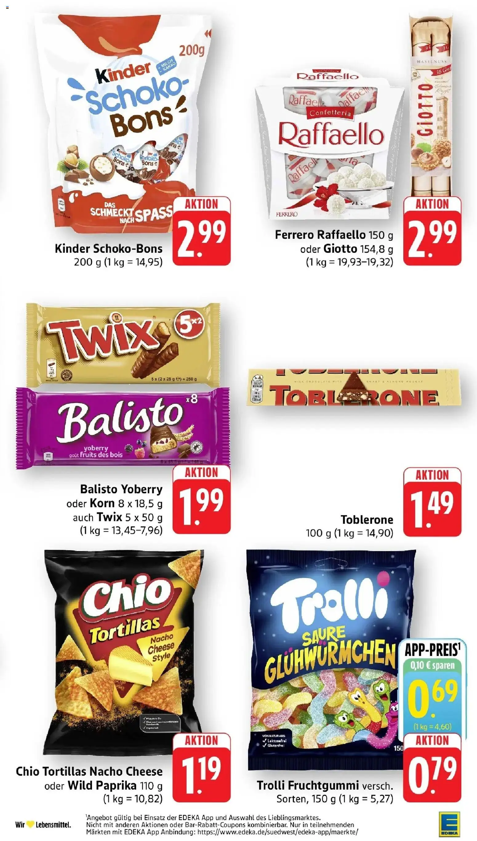 Edeka Prospekt Aalen (ab 31.08.2026) » Angebote Online | Seite: 29 | Produkte: Raffaello, Tortillas, Twix, Chio tortillas