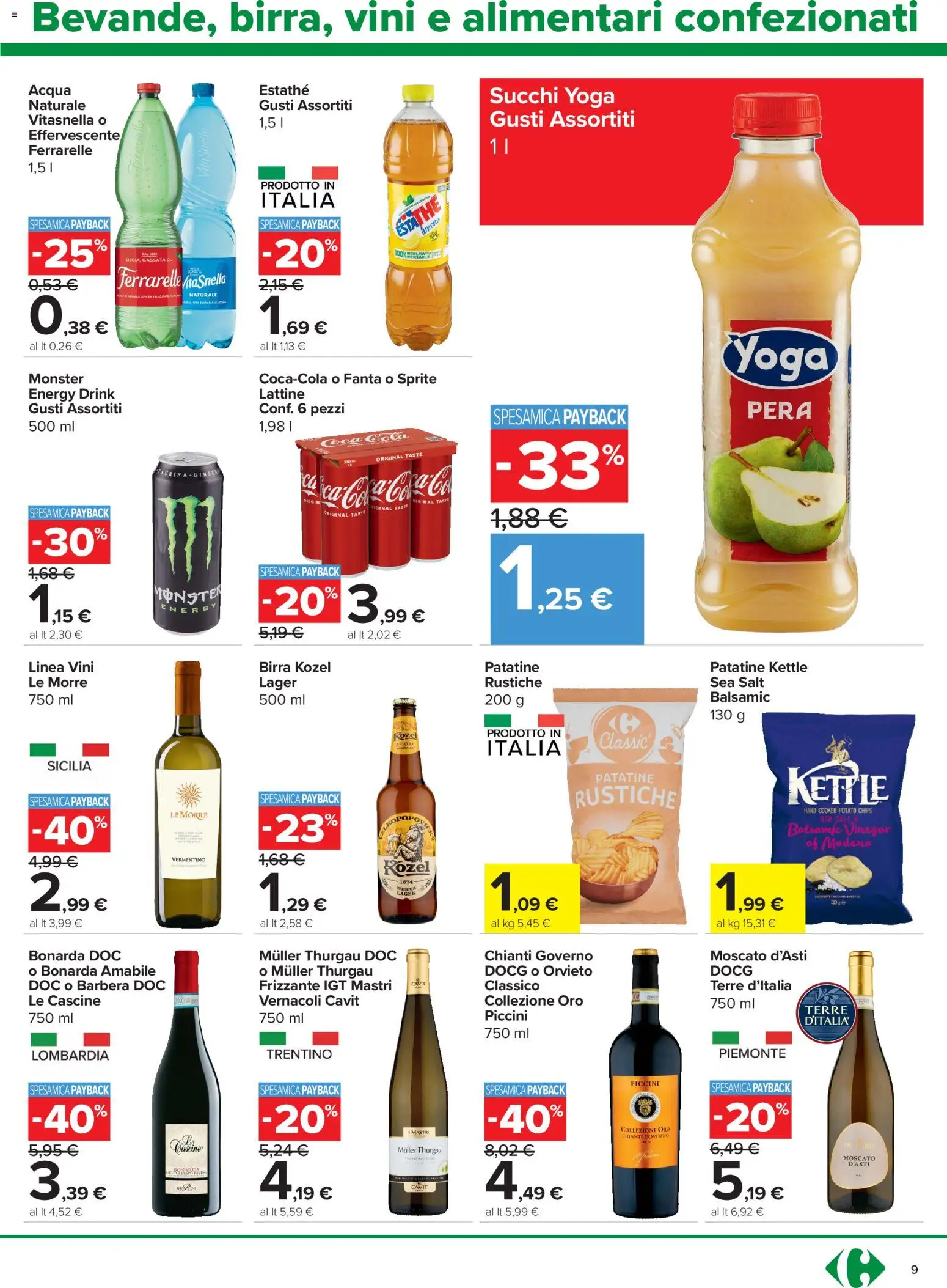 Volantino Carrefour del 18.06.2026 | Pagina: 9 | Prodotti: Patatine, Acqua, Fanta, Ferrarelle
