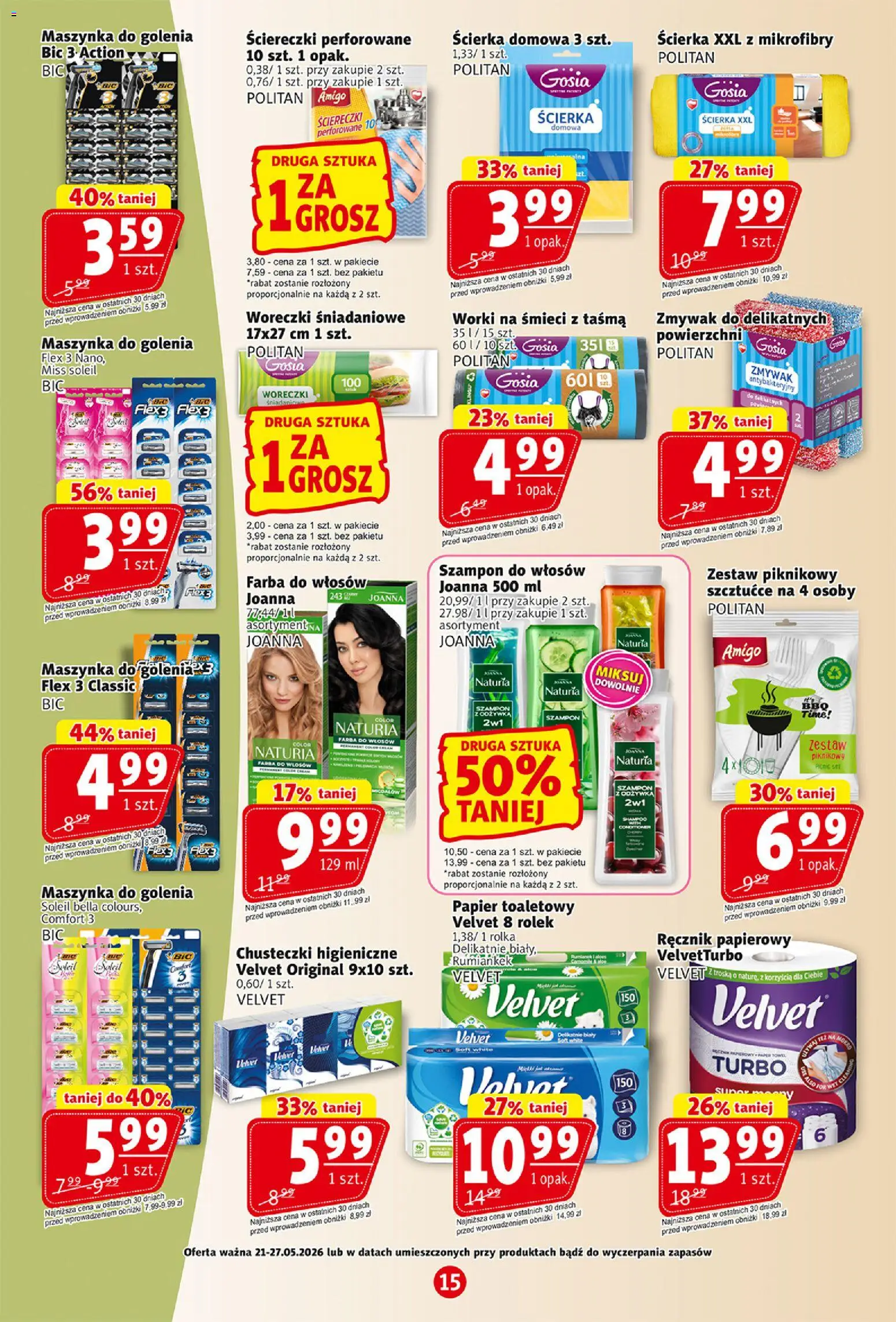 Prim Market gazetka od 21.05.2026 | Strona: 15 | Produkty: Zestaw piknikowy, Maszynka do golenia, Chusteczki higieniczne, Ręcznik papierowy