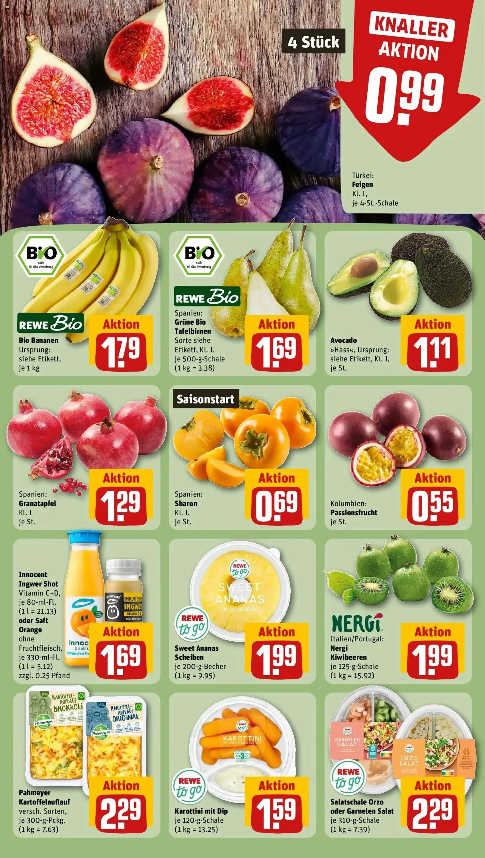REWE Prospekt ab 28.09.2026 zum Blättern » Angebote | Seite: 12 | Produkte: Granatapfel, Bananen, Brokkoli, Saft