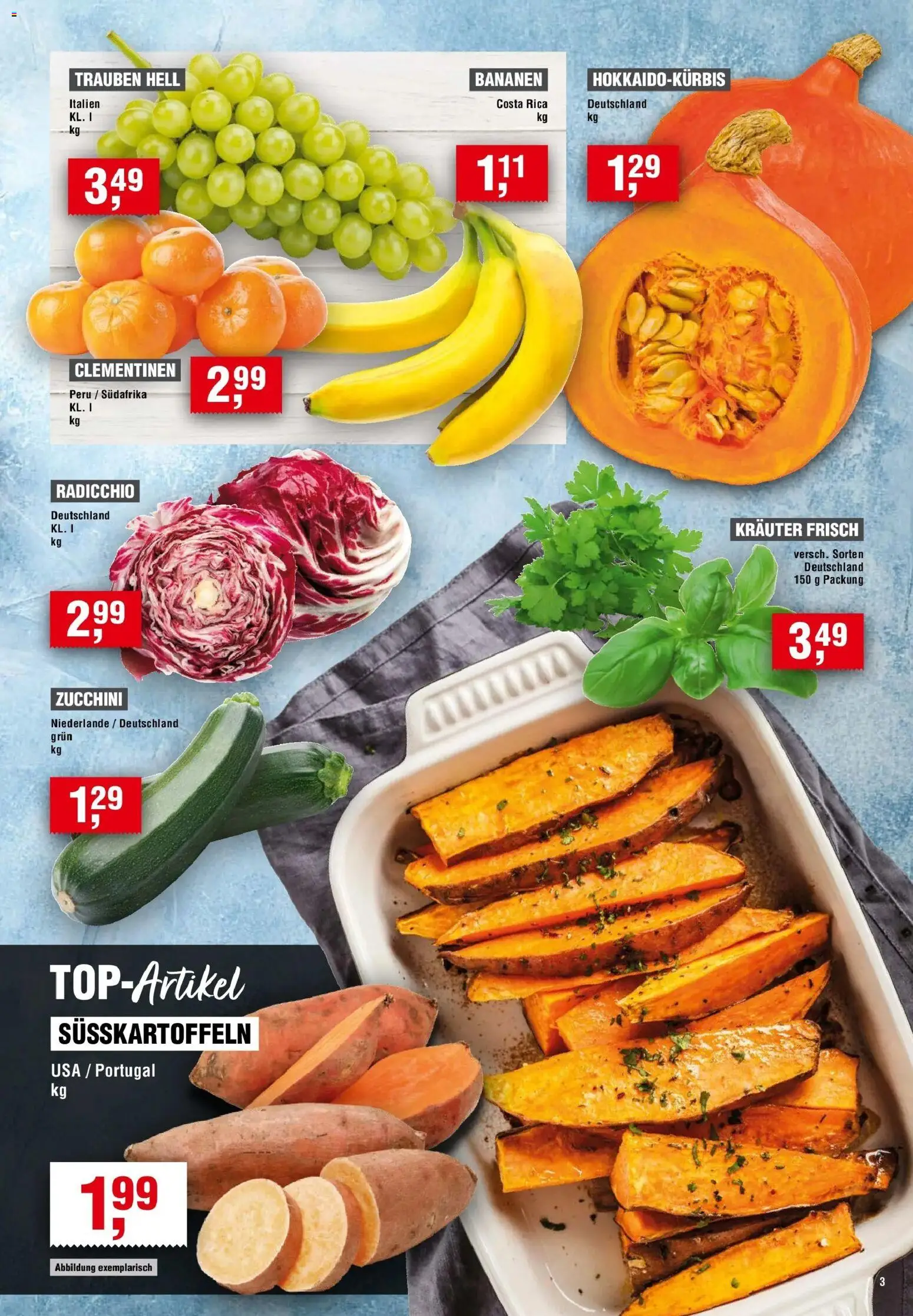 Edeka Prospekt Waldershof (ab 27.08.2026) » Angebote Online | Seite: 3 | Produkte: Trauben, Bananen, Zucchini