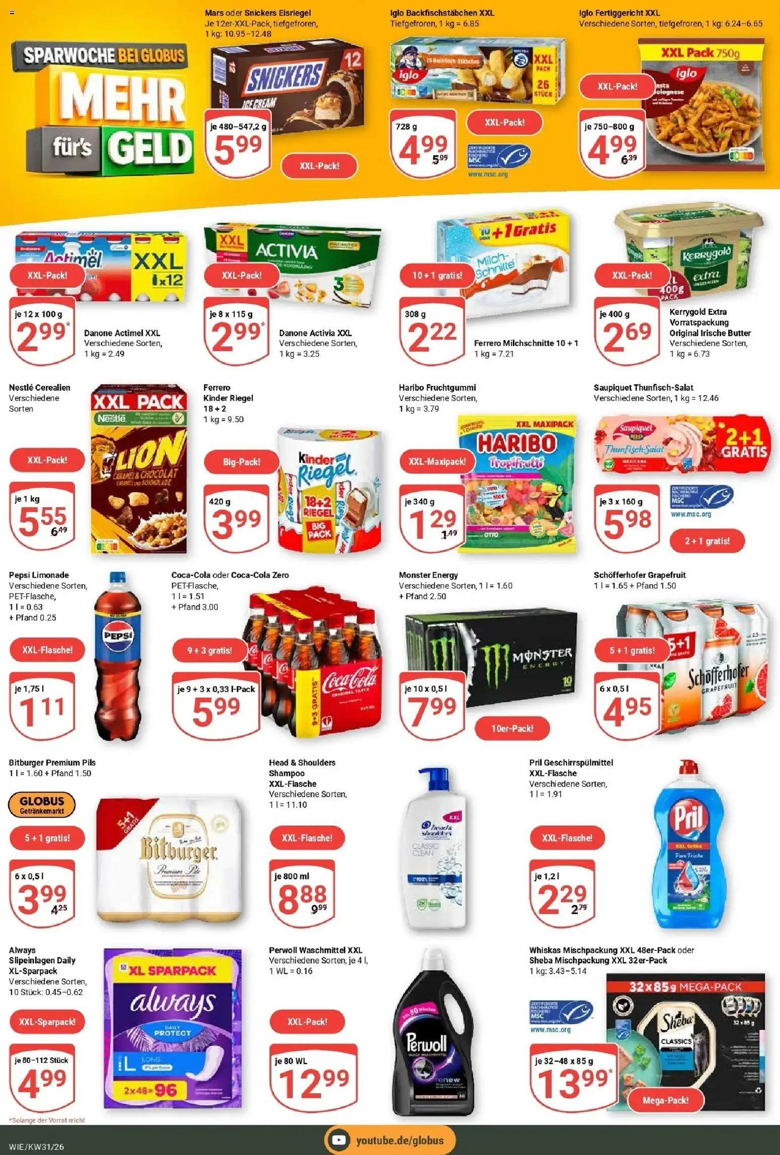 Globus Prospekt Waghäusel – gültig ab 20.07.2026 | Seite: 25 | Produkte: Milch, Energy, Thunfisch, Head & shoulders