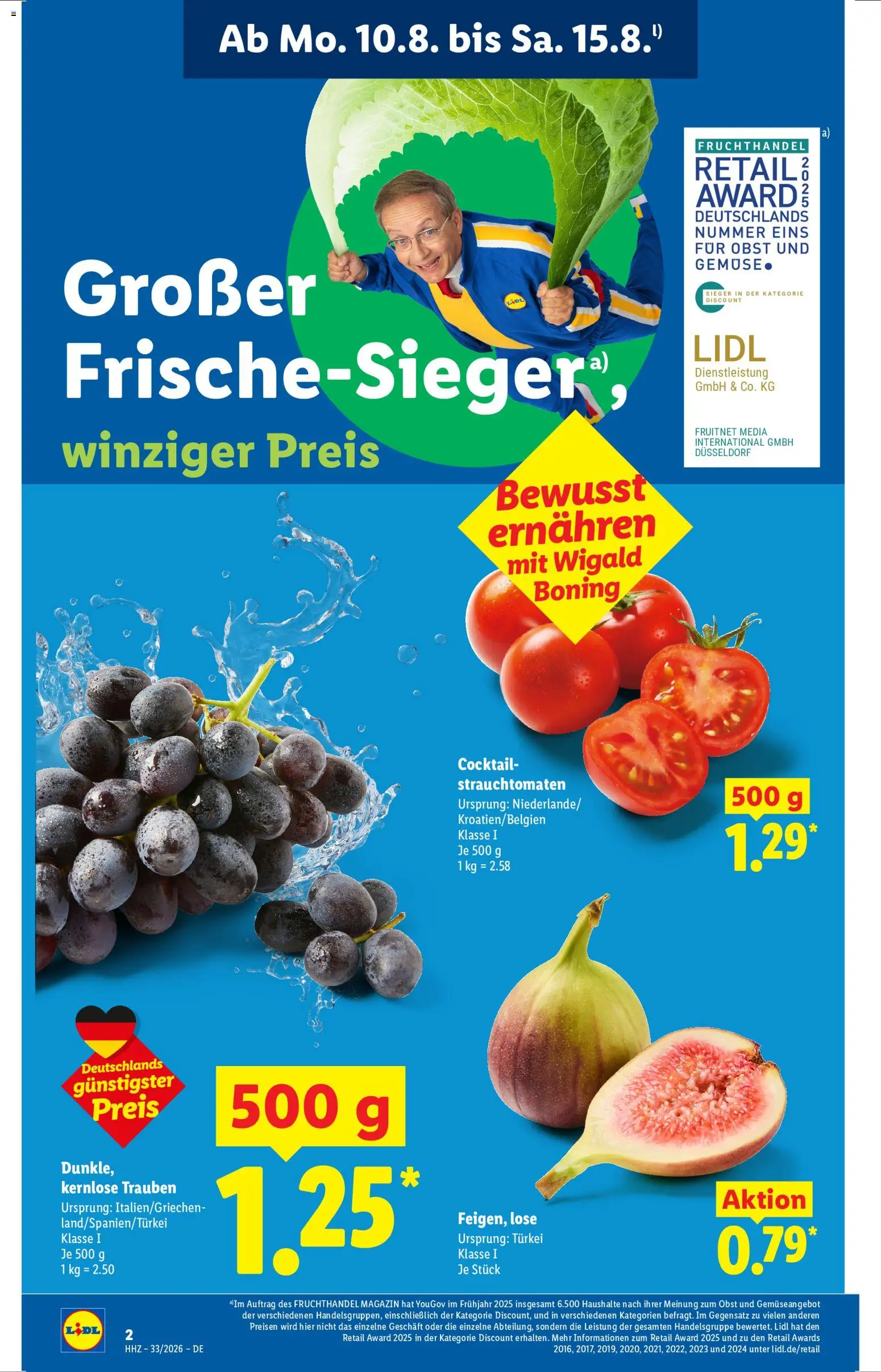Lidl Prospekt – gültig ab 10.08.2026 | Seite: 2 | Produkte: Trauben, Gemüse, Obst, Magazin