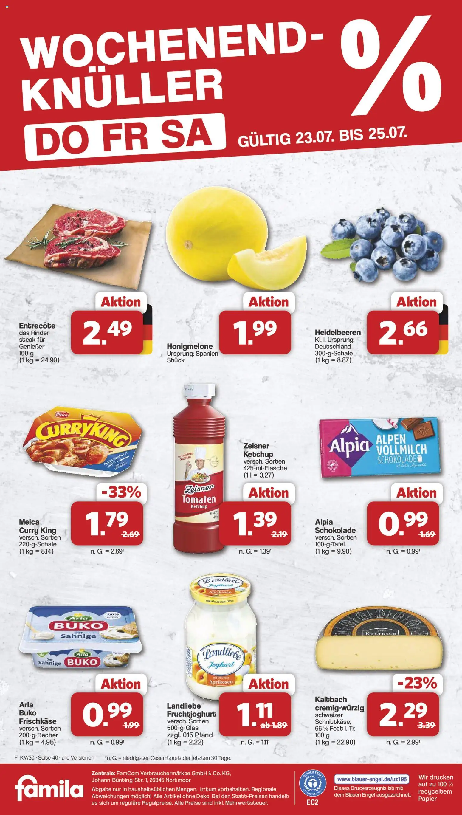 Famila Nordwest Prospekt – gültig ab 20.07.2026 | Seite: 42 | Produkte: Joghurt, Tomaten, Honigmelone, Arla buko