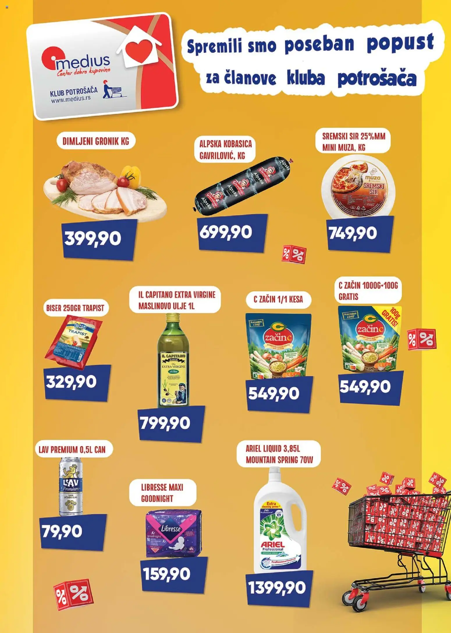 Medius katalog - važi od 05.05.2026 | Strana: 16 | Proizvode: Ariel, Sir, Maslinovo ulje, Kobasica