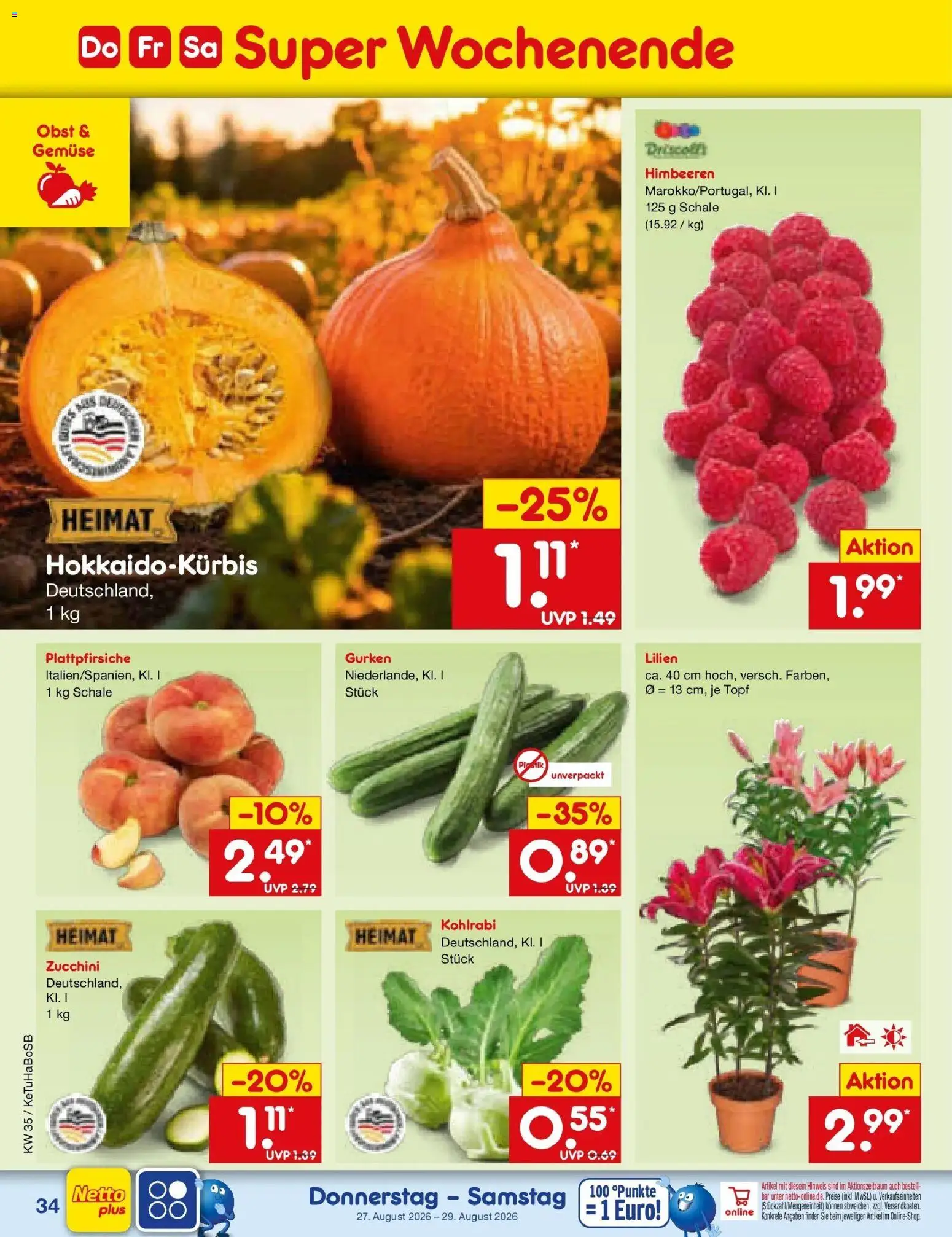 Netto Marken-Discount Prospekt Koblenz (ab 24.08.2026) » Angebote | Seite: 48 | Produkte: Himbeeren, Kohlrabi, Zucchini, Gurken