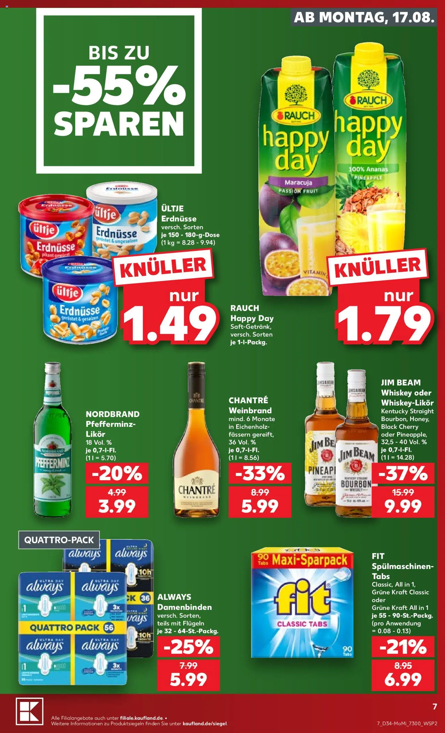 Kaufland Prospekt Potsdam – gültig ab 17.08.2026 | Seite: 7 | Produkte: Jim beam, Ananas, Chantré, Bourbon
