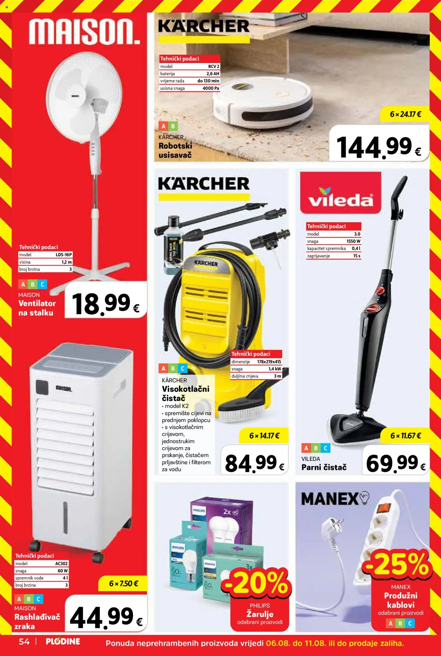 Plodine katalog | vrijedi od 06.08.2026 | Stranica: 54 | Proizvodi: Ventilator, Kärcher, Parni čistač, Visokotlačni čistač