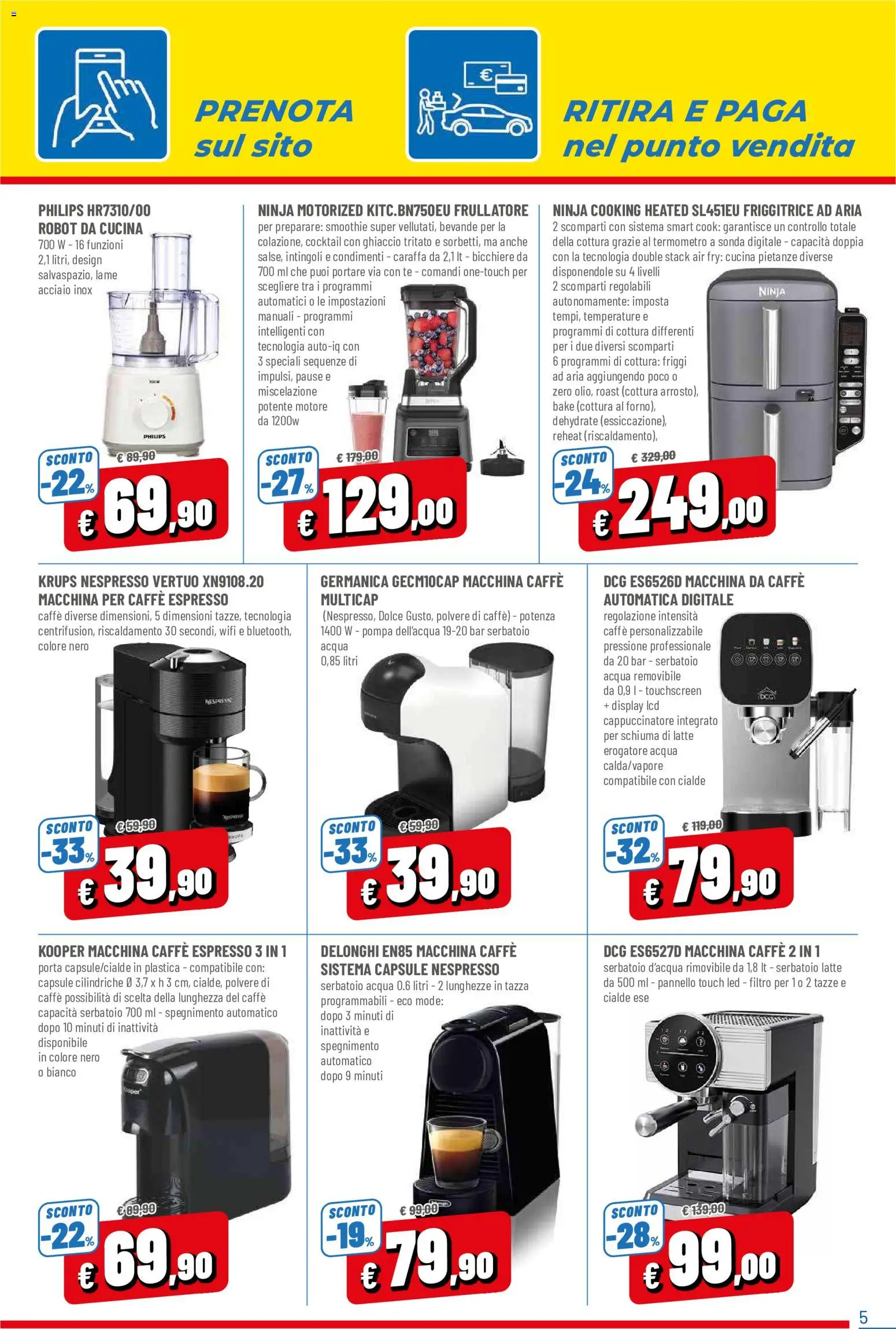 Volantino D Più del 01/10/2026 | Pagina: 5 | Prodotti: Macchina per caffè, Acqua, Bicchiere, Robot