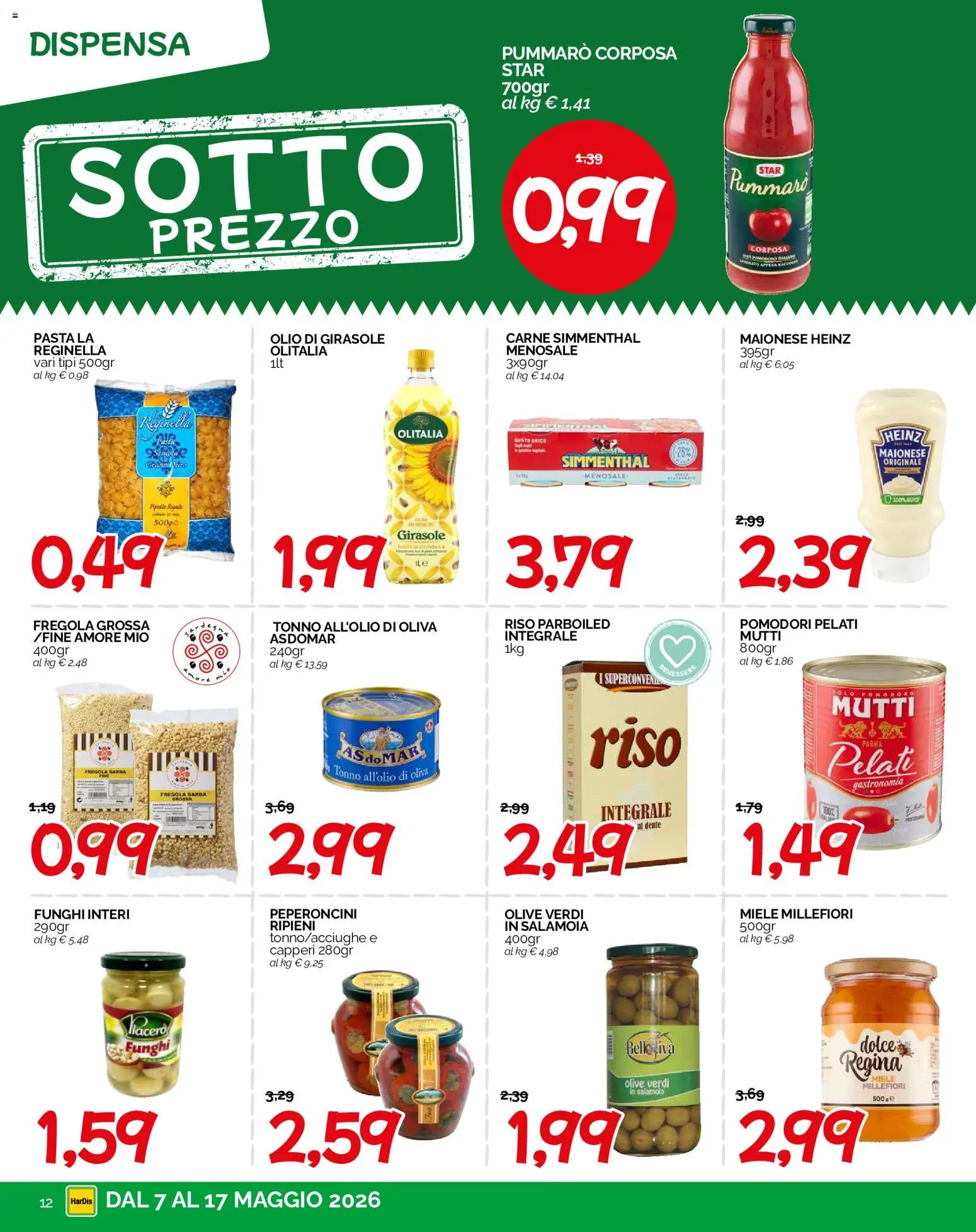 Volantino HarDis del 07.05.2026 | Pagina: 12 | Prodotti: Riso, Olio, Pasta, Olio di girasole