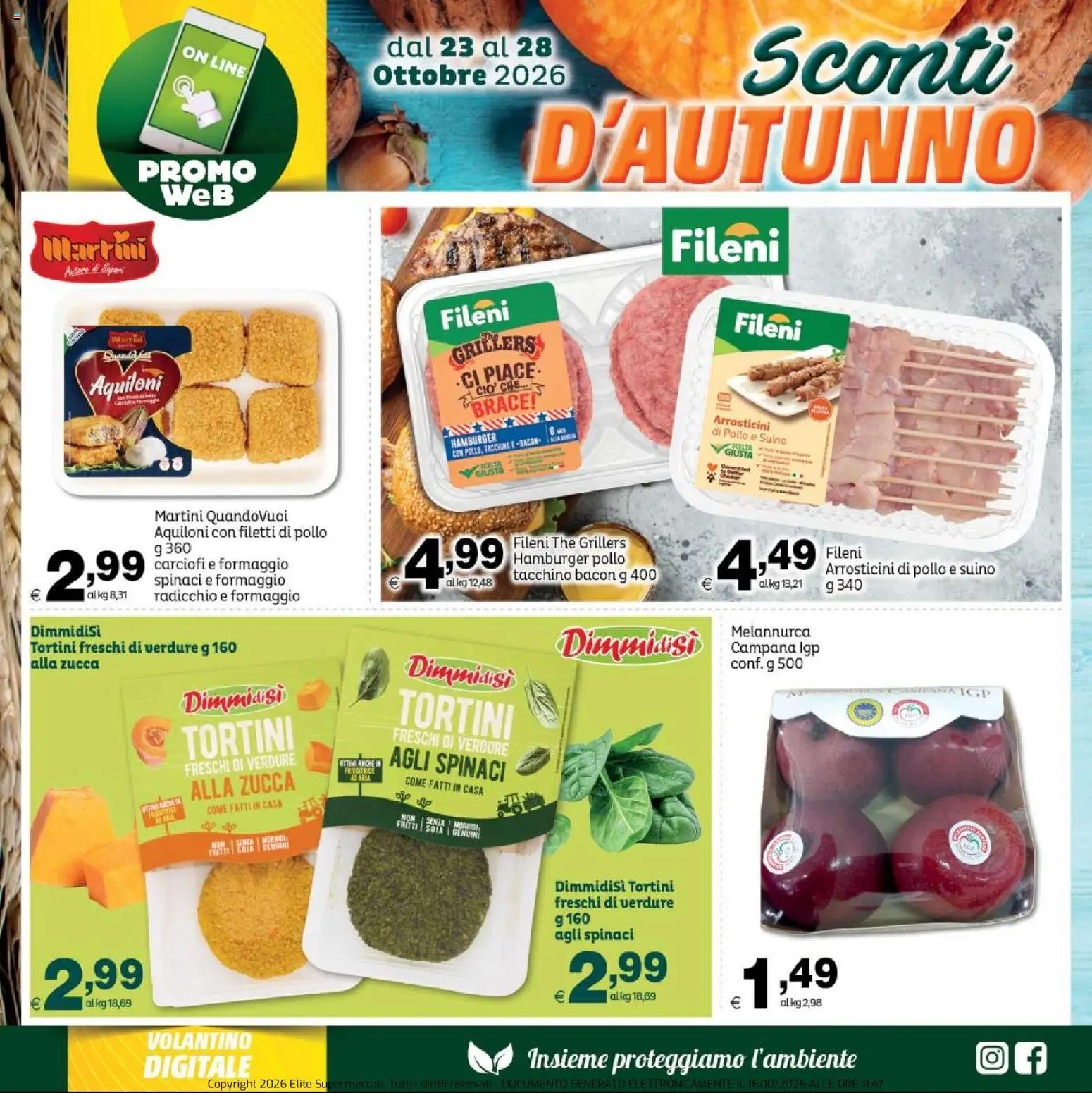 Volantino Elite Supermercati del 23/10/2026 | Pagina: 7 | Prodotti: Pollo, Tacchino, Zucca, Martini