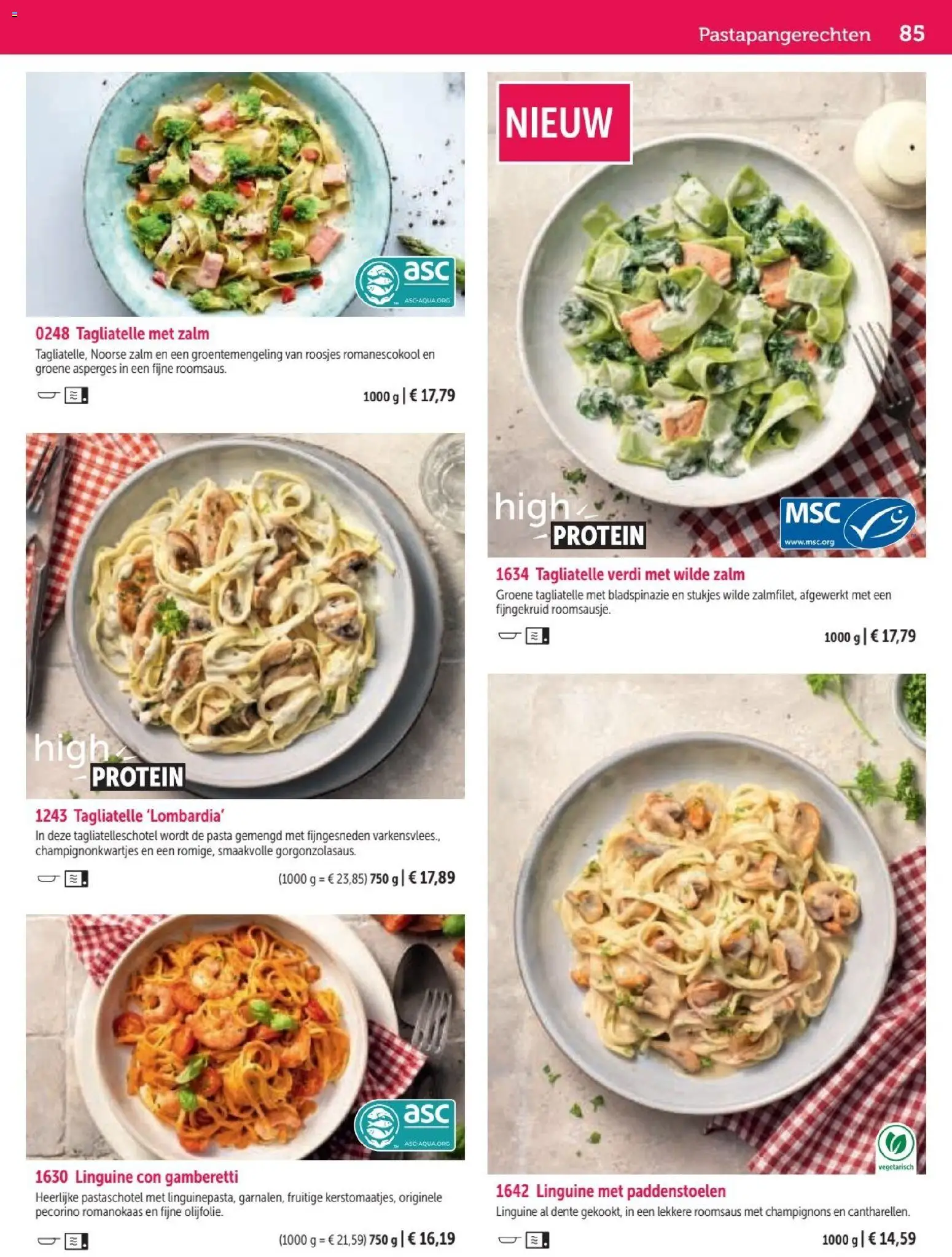 {H1} | Pagina: 85 | Producten: Zalm, Pasta, Paddenstoelen, Champignons