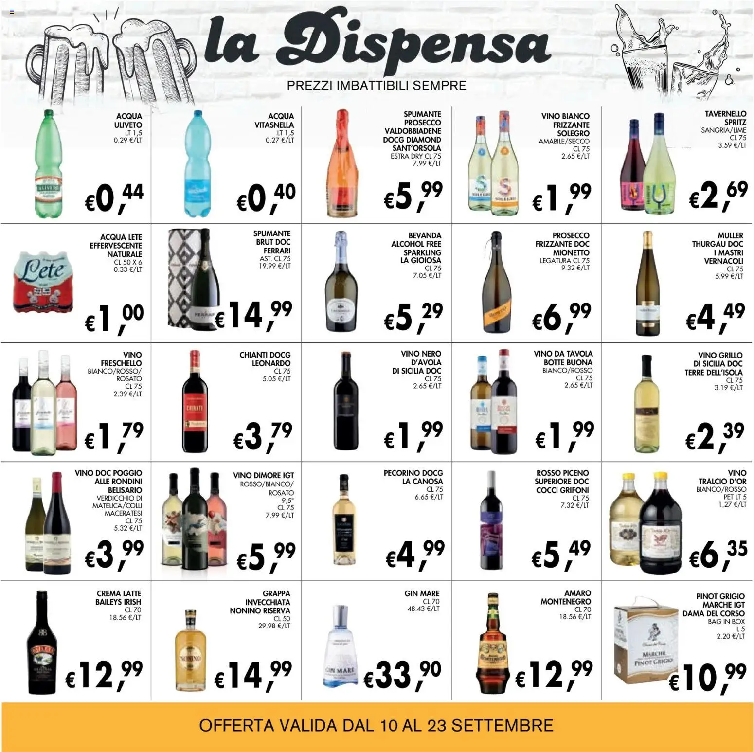 Volantino Coal del 10/09/2026 | Pagina: 16 | Prodotti: Prosecco, Acqua, Vino Chianti, Vino bianco