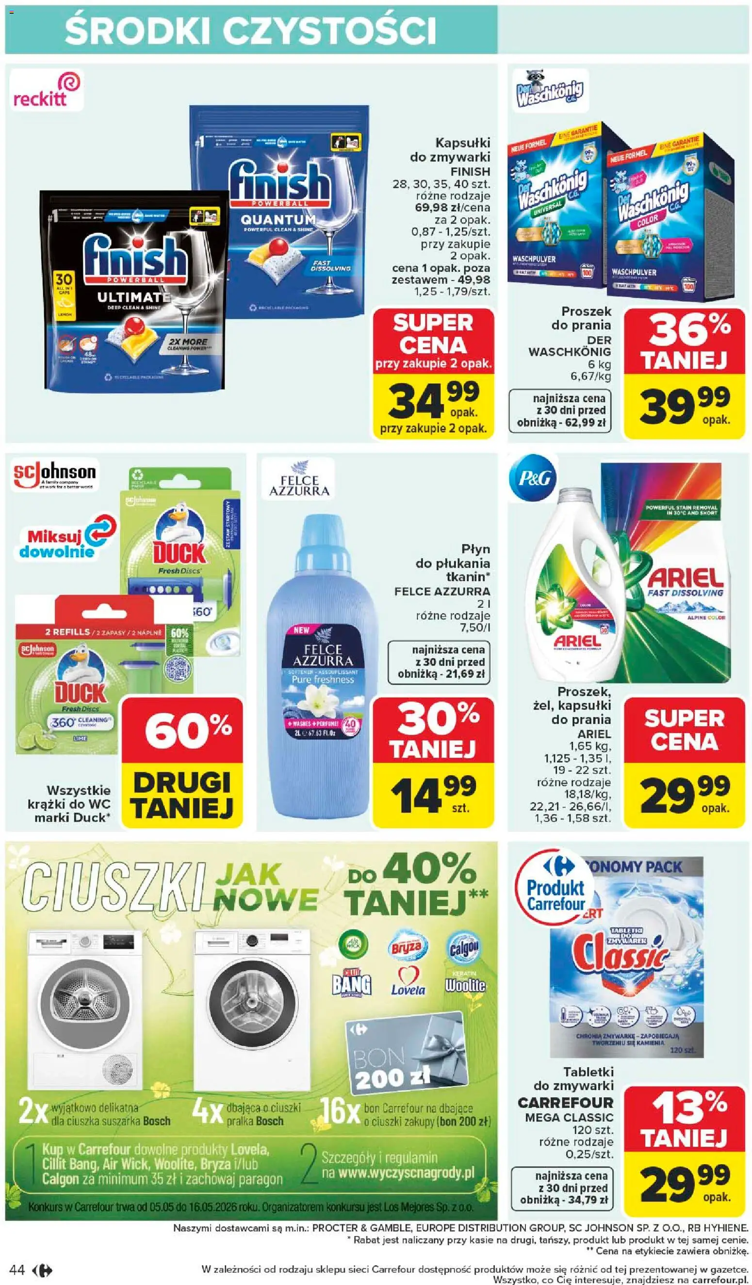 Carrefour gazetka od 04.05.2026 | Strona: 46 | Produkty: Calgon, Pralka, Finish, Lovela