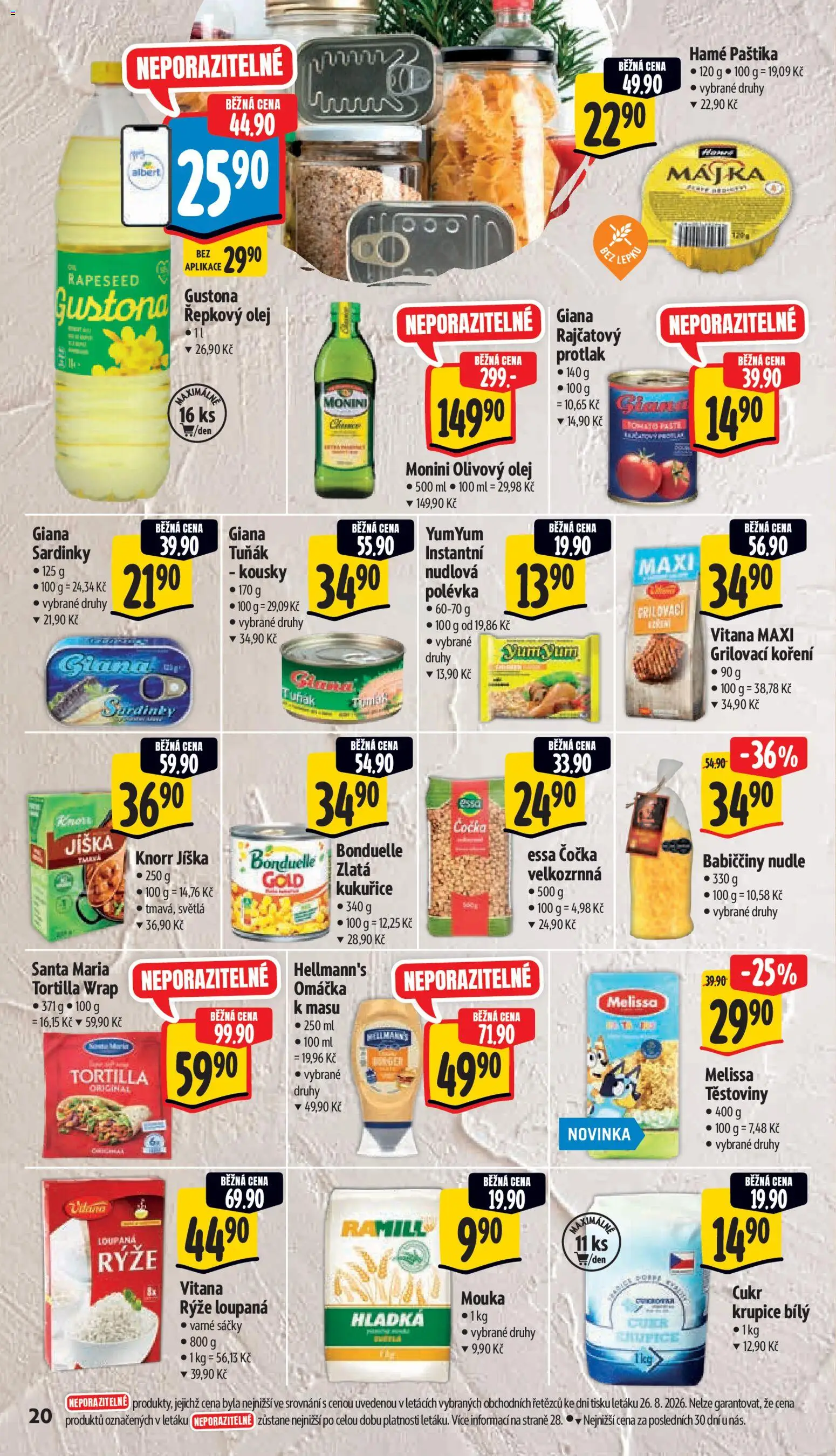 Albert leták - Hypermarket od 02.09.2026 | Strana: 28 | Produkty: Čočka, Rýže, Cukr krupice, Nudle