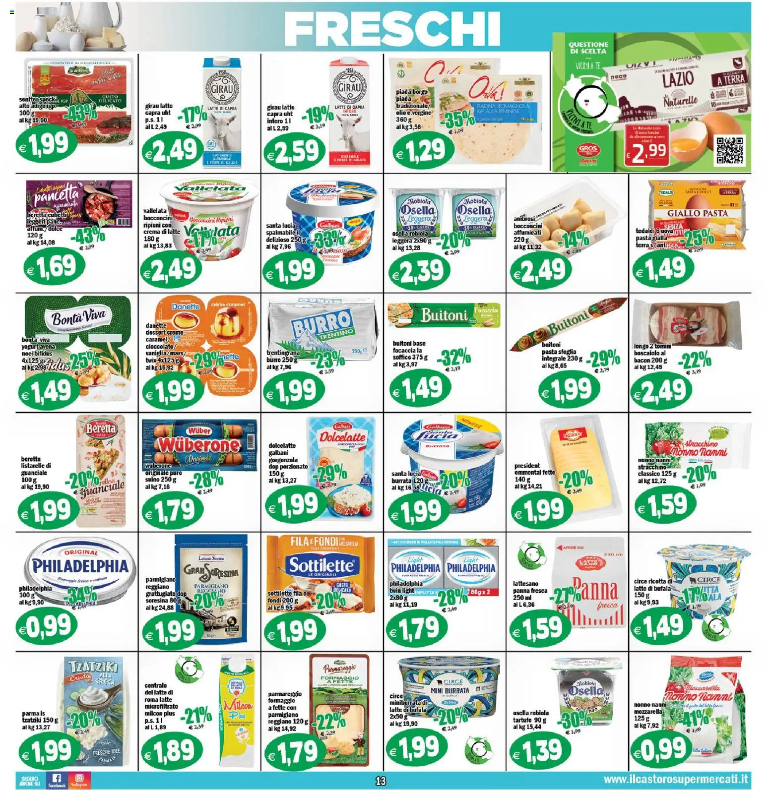 Volantino Il Castoro del 12/08/2026 | Pagina: 13 | Prodotti: Uova, Pasta, Formaggio fresco, Terra