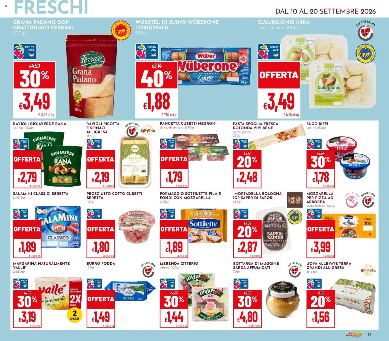 Volantino Pan del 10/09/2026 | Pagina: 13 | Prodotti: Pizza, Pasta, Funghi, Margarina