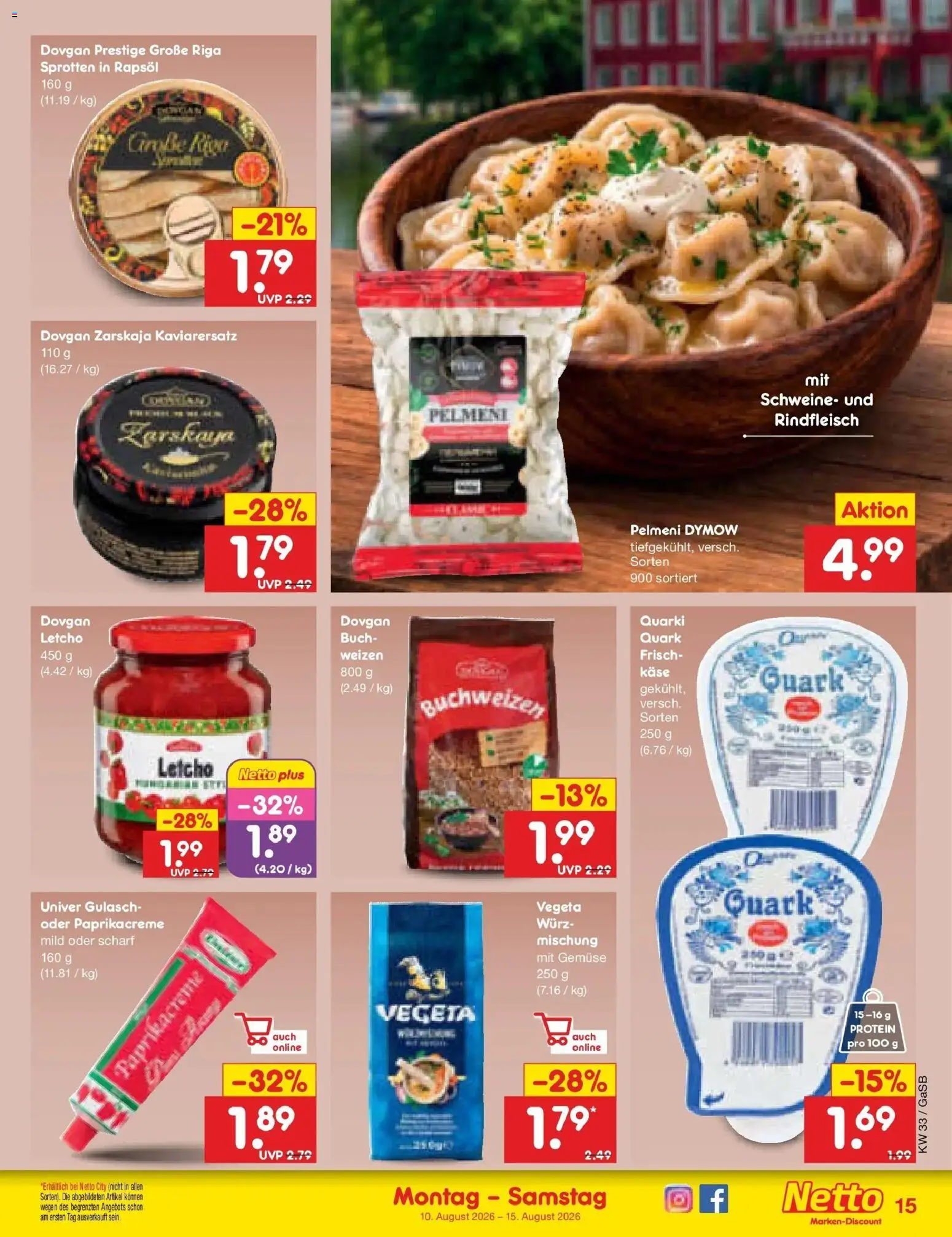 Netto Marken-Discount Prospekt – gültig ab 10.08.2026 | Seite: 19 | Produkte: Quark, Käse, Gulasch, Rindfleisch